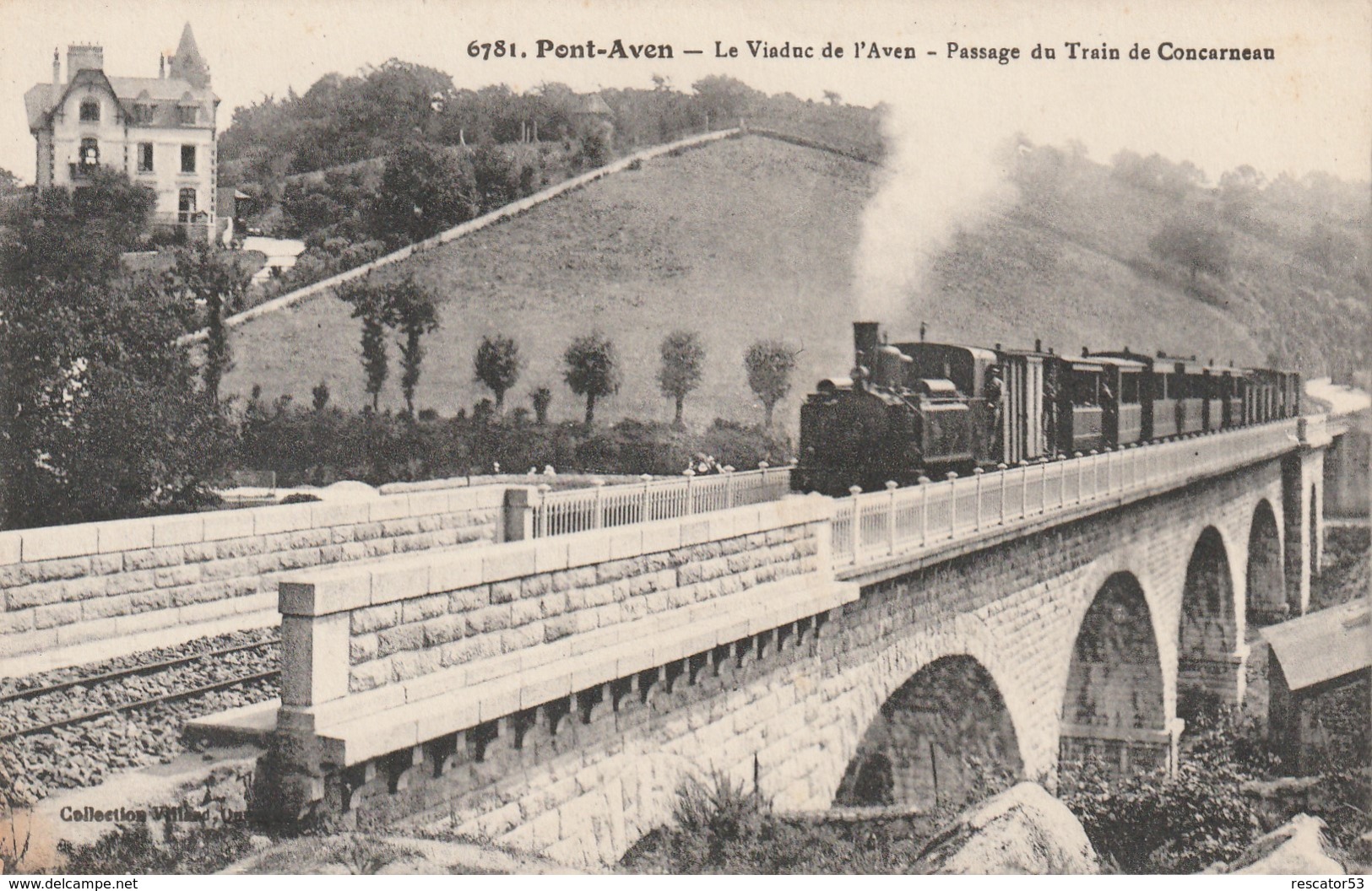 Rare Cpa Pont-Aven Le Viaduc De L'aven Passage Du Train De Concarneau - Pont Aven