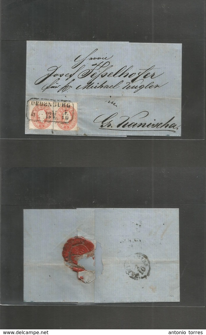 Hungary. C. 1861 (1 Oct) EL Fkd 5kr Rose Red (x2). 14 (2), FL Cover OEDENBURG To Nagy-Kanisia, 1861 10kr Domestic Rate 1 - Andere & Zonder Classificatie