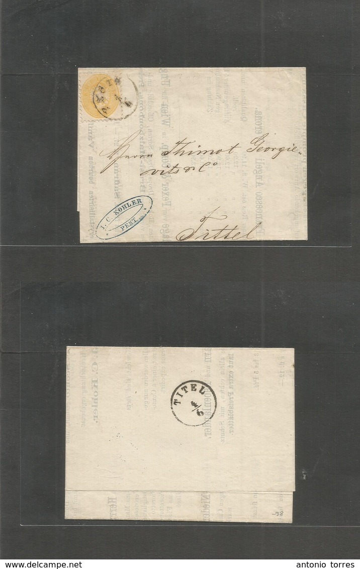 Hungary. 1865 (1 June) Austrian PO. Pest - Tittel (4 June) Unsealed Printed Prices EL Fkd 2kr Yellow, Tied Cds. Ryan 121 - Other & Unclassified