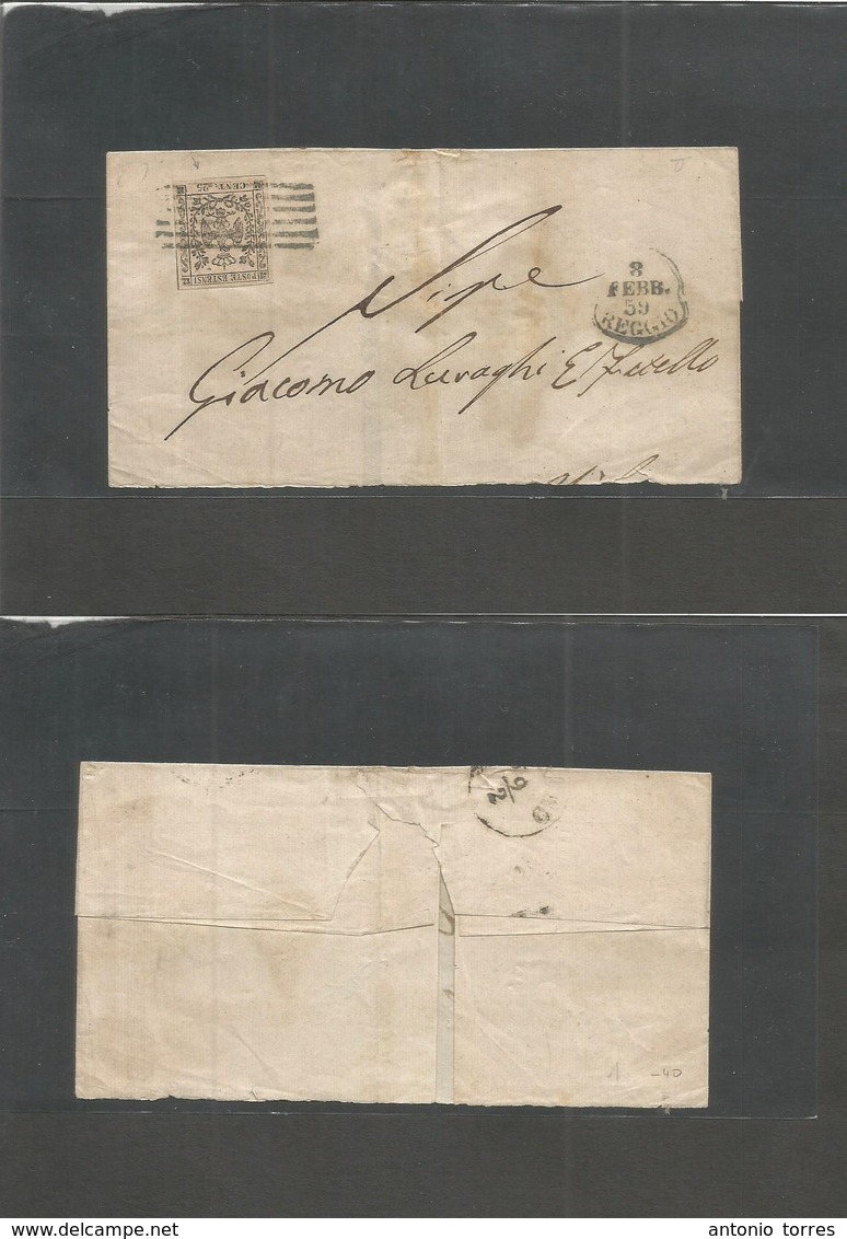 Italian States - Modena. 1859 (8 Feb) Reggio - Milano (9 Feb) E Fkd 25c No Dot After Value (Sc. 4) Large Margins, Tied B - Ohne Zuordnung
