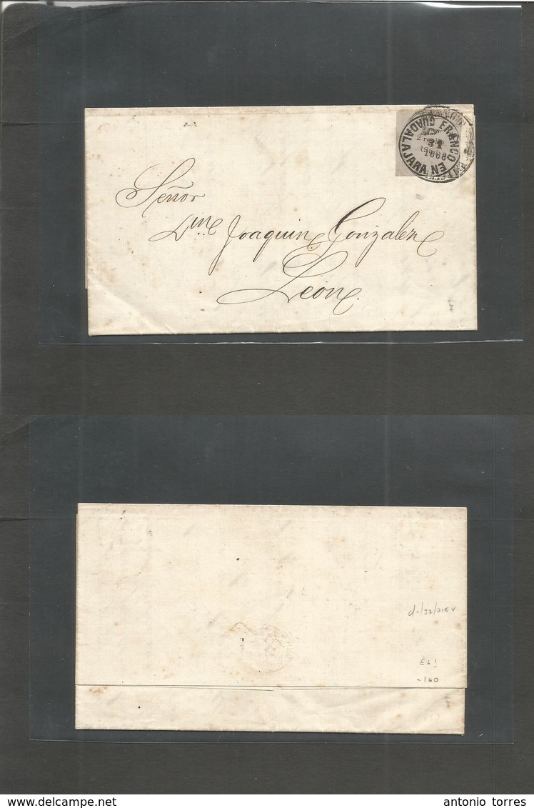 Mexico. 1868 (31 Ago) Guadalajara - Leon (3 Sept) EL Full Text Fkd 2rs 1868 PROVISIONAL Imperf Black On Bluish Grey Parc - Mexico