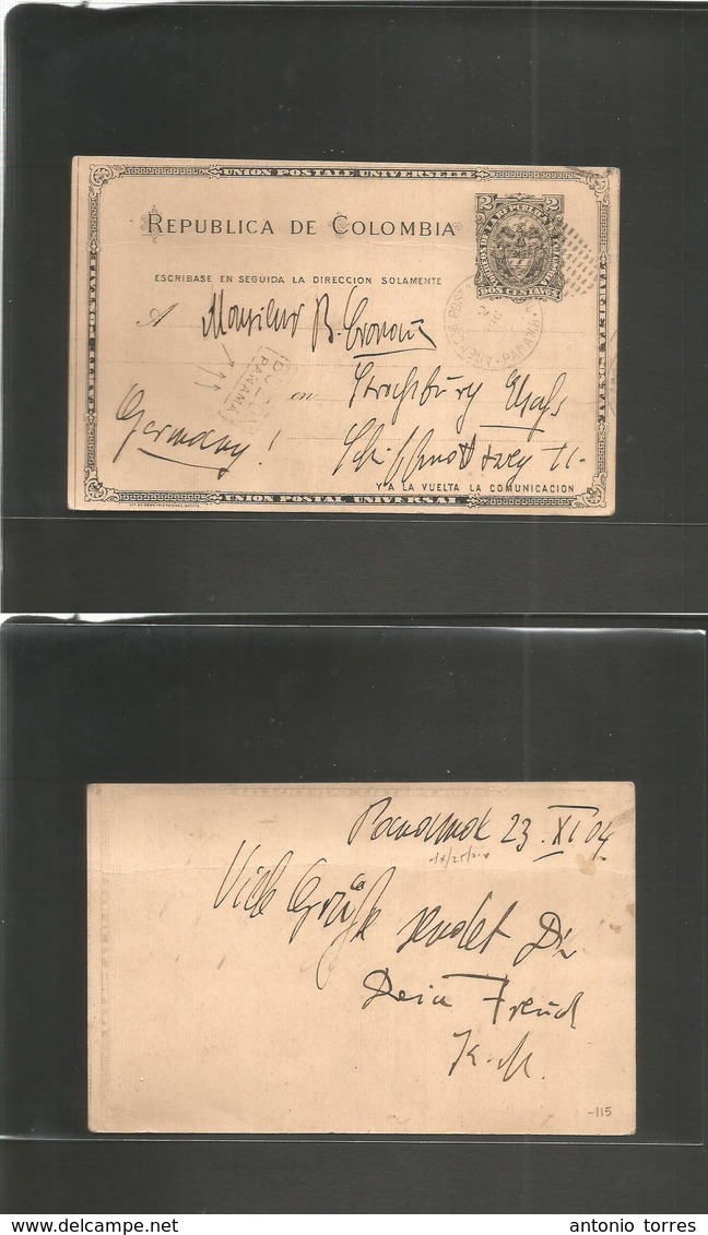 Panama. 1904 (23 Nov) Panama - Germany, Strassbourg. 2c Block Stat Card. Circulated Card With "BUZON/PANAMA" (X/R) Fine. - Panama