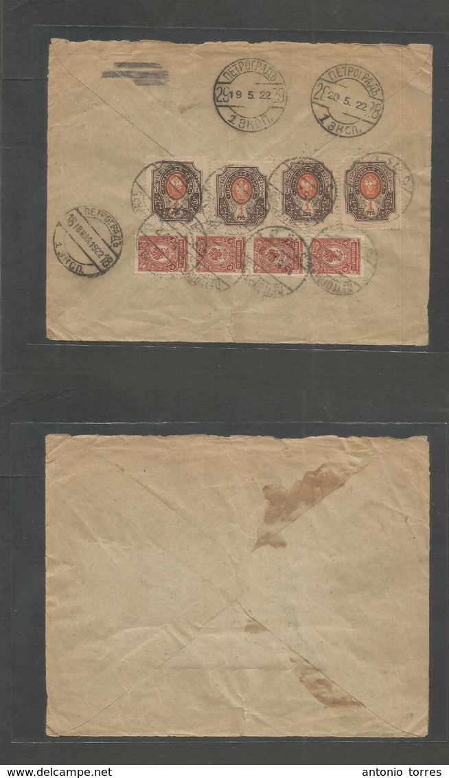 Russia. 1922 (19-20 May) Petrograd. Reverse Multifkd Envelope (No Front) Early Inflation Days. - Sonstige & Ohne Zuordnung