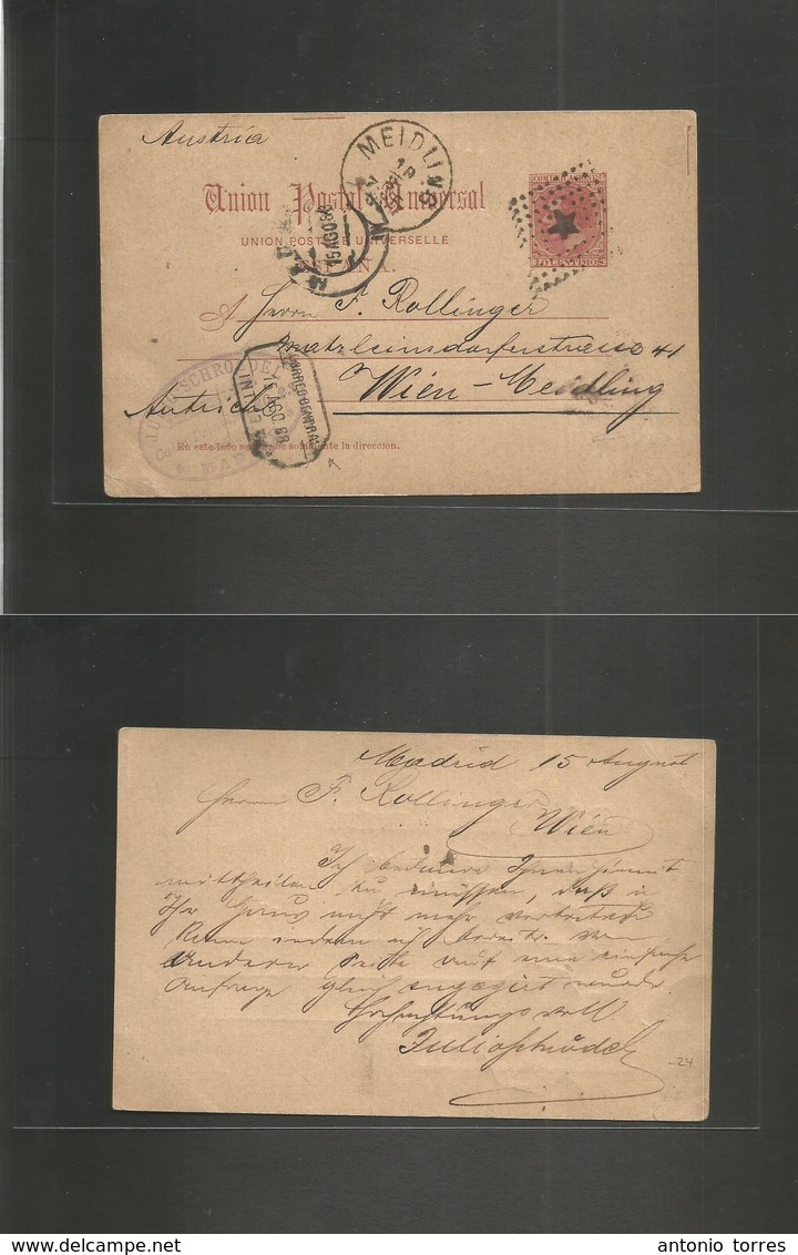 E-Enteros Postales. 1888 (15 Ago) Madrid - Austria, Viena (18 Ago) EP 10c Alf. XII Con Marca Salida. Correo Control Inte - Sonstige & Ohne Zuordnung