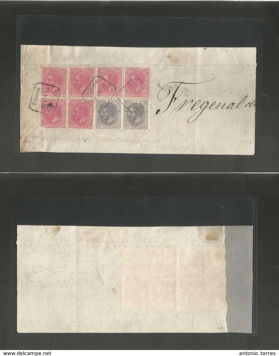 E-Alfonso Xii. 1894 (26 Abr) Madrid Correo Certificado. Emisiones Mixto Uso En Fragmento Incluye Bloque De 4 + 2 De 1 Pt - Other & Unclassified