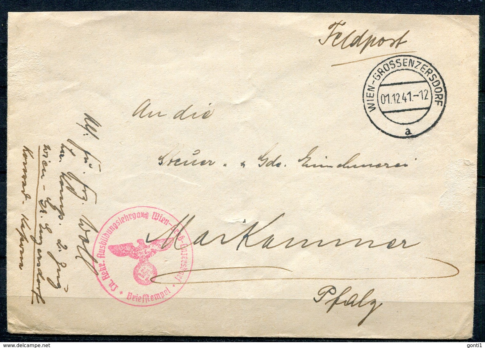 German Empires/Österreich 1941 Feldpost Bedarfsbrief Mit Klaren TStp"Wien-Grossenzersdorf" U.roten Briefstempel" 1Beleg - Briefe U. Dokumente