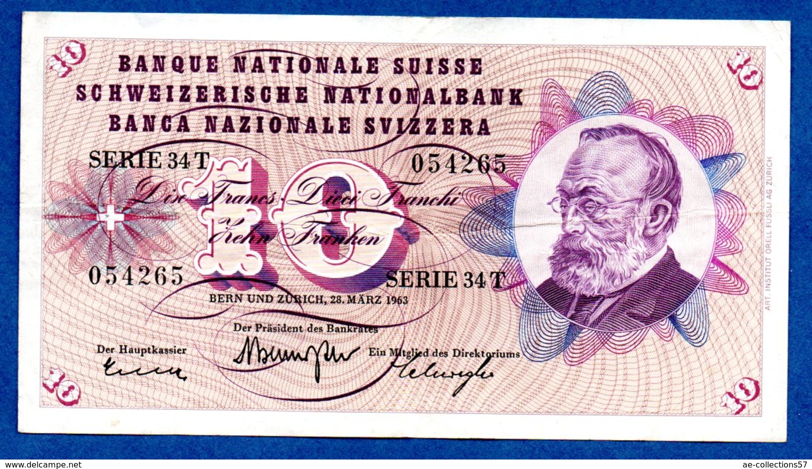 Suisse   -  10 Francs   28/03/1963 --  état  TB - Suisse