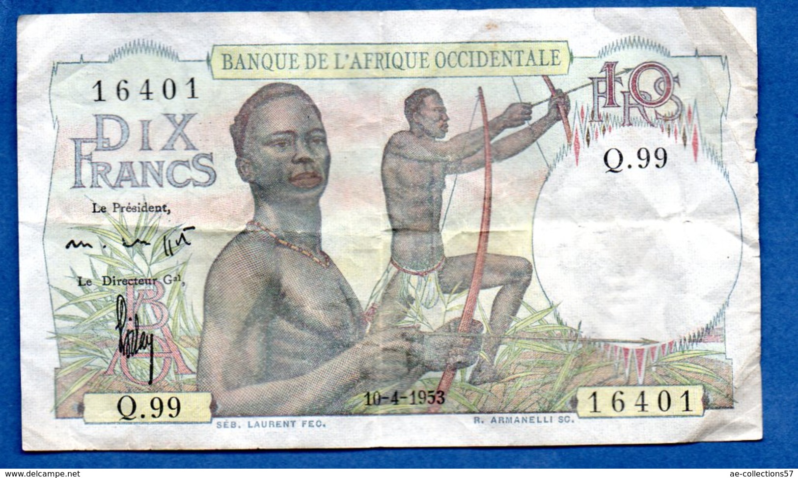 Afrique Occidentale  -  10 Francs 21/11/1953  --  état  TB - États D'Afrique De L'Ouest