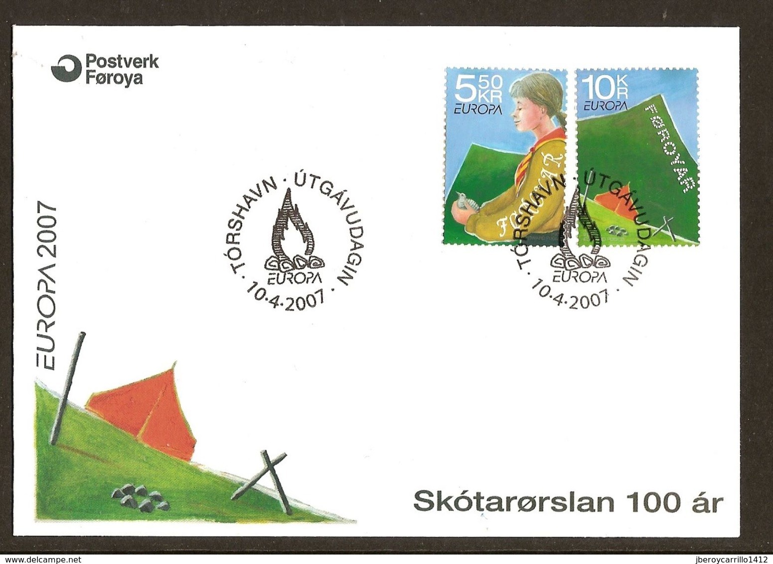 FEROE / FÄROE ISLANDS// FØROYAR // FÄROËR / -EUROPA  2007-" A CENTENARY SCOUT -EUROPA-CEPT"- FDC De La SERIE 2 V. - 2007