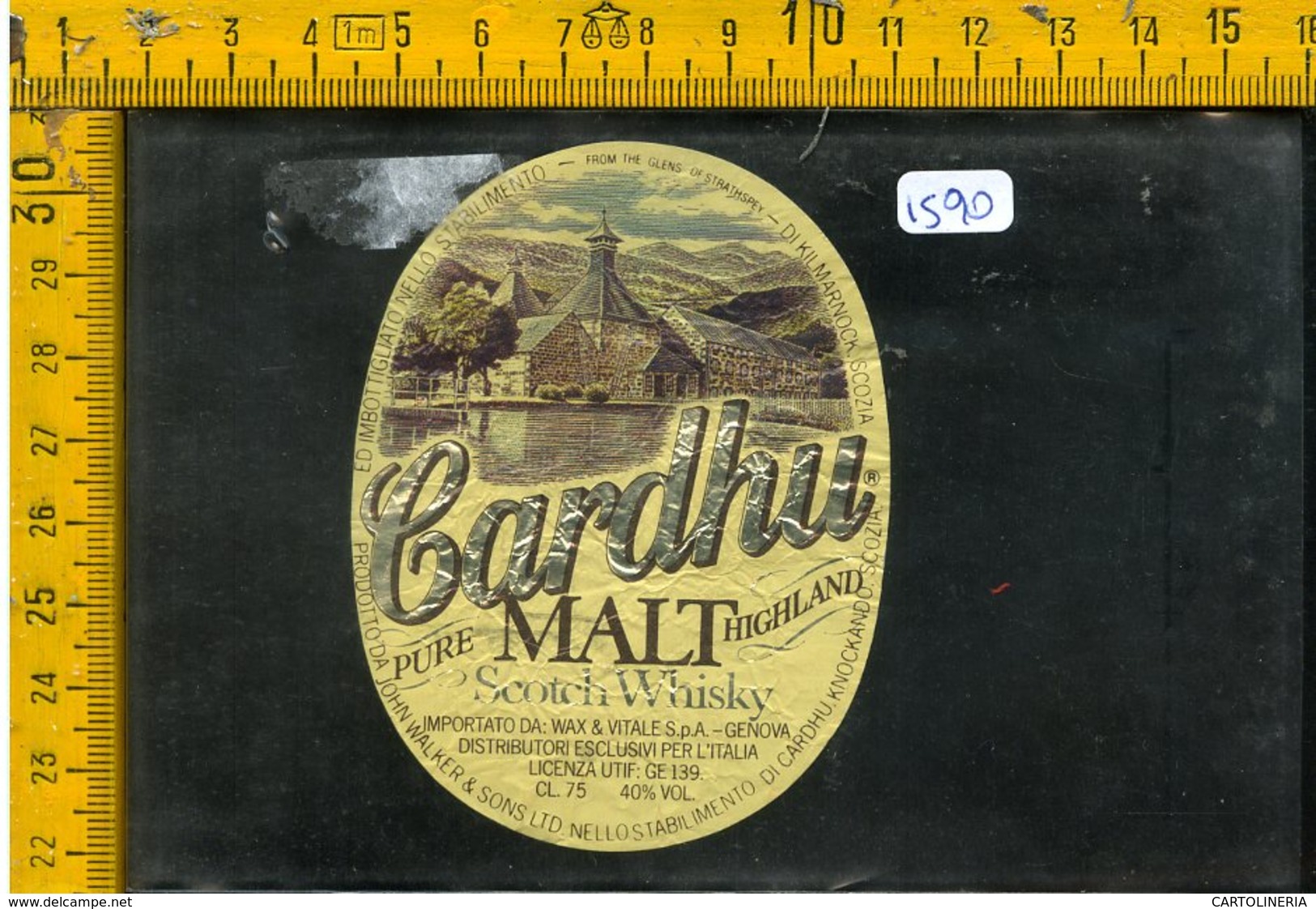 Etichetta Vino Liquore Scotch Whisky Cardhu Malt - Altri & Non Classificati