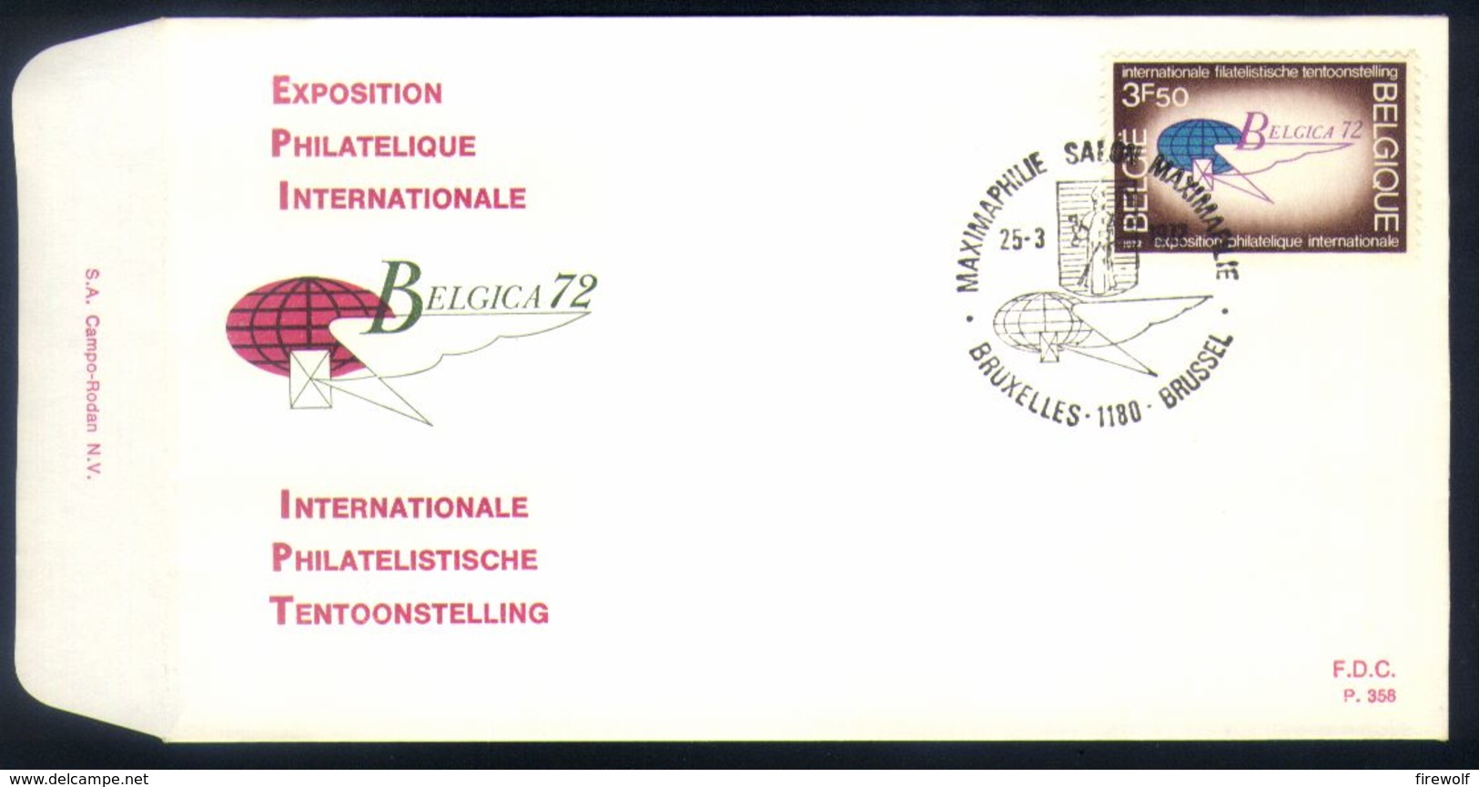 E29 - België - 1972 - FDC - OBP 1621 - Belgica 72 - Bruxelles / Brussel - 1971-1980