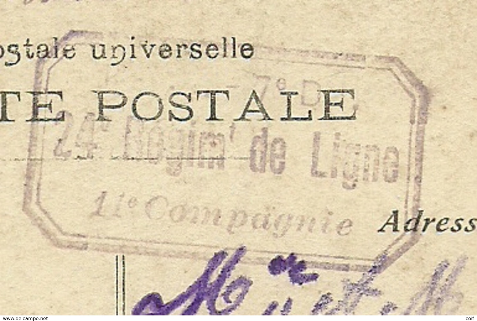 Kaart Stempel MALMEDY 13/3/21, Stempel 24° Regim.de Ligne / 11e Compagnie - OC55/105 Eupen & Malmédy