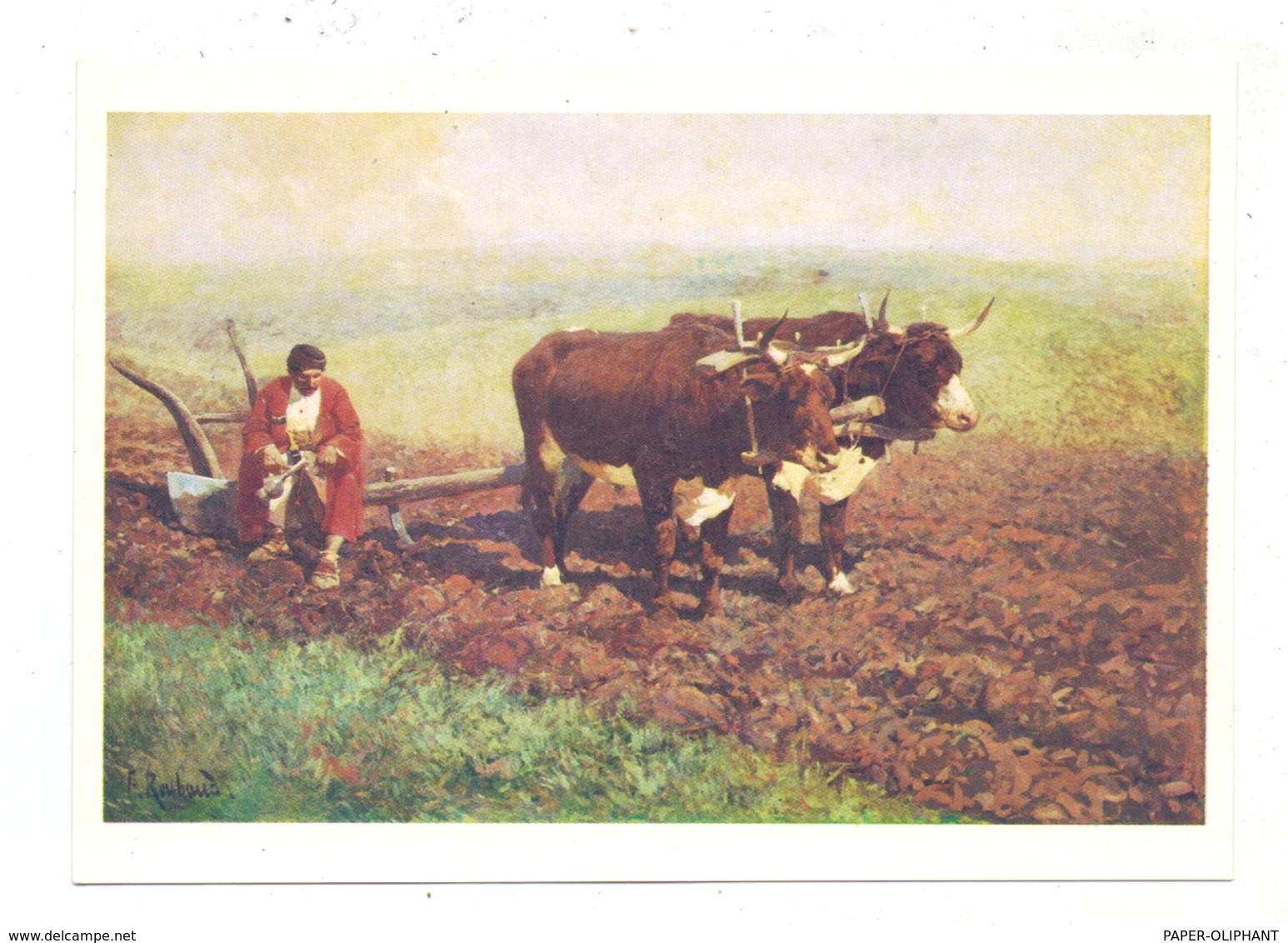 LANDWIRTSCHAFT - Ochsenpflug, Russische Künstler-Karte - Landwirtschaftl. Anbau