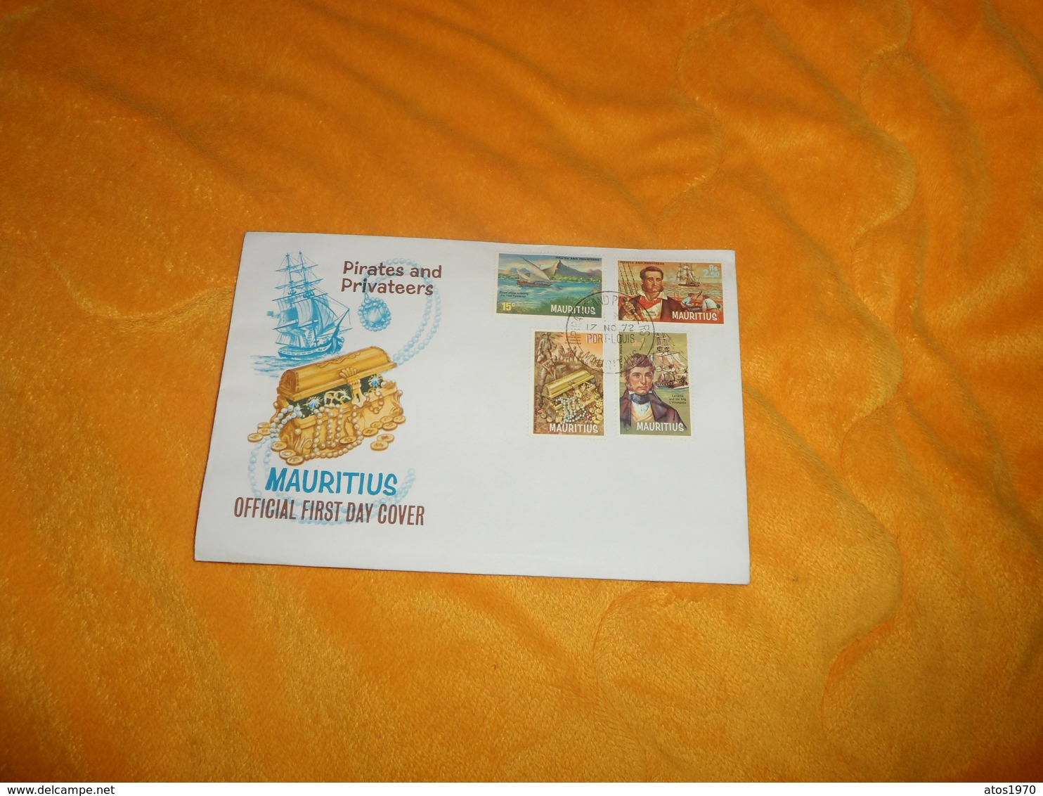 ENVELOPPE FDC MAURITIUS PIRATES AND PRIVATEERS. DE 1972. / CACHET + TIMBRES X4 - Maurice (1968-...)