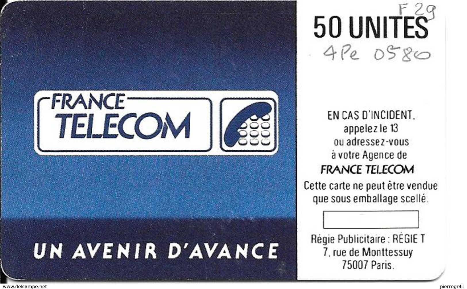 CARTE°-PUBLIC-1988-F 29-SO2B-50U-SOLEIL BLEU-4 Pe0580-UTILISEE-BE - 1988