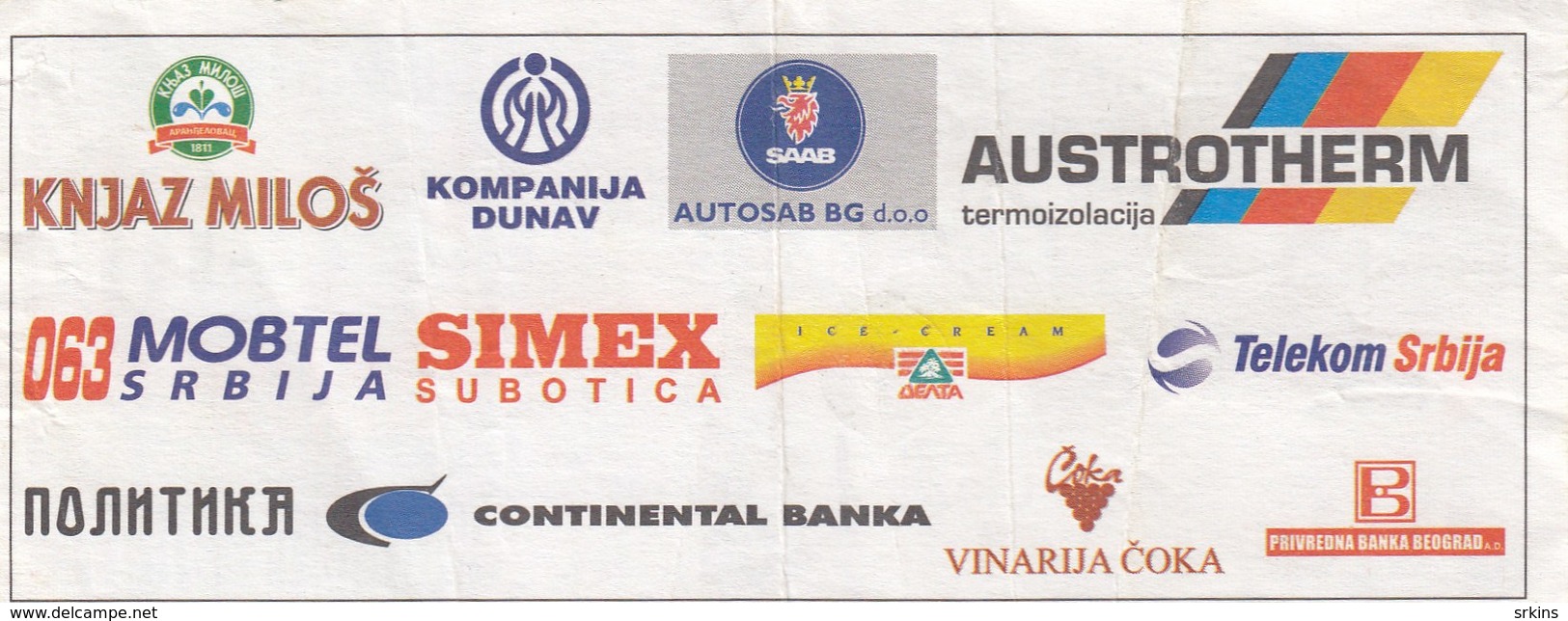 Ticket FC FK Partizan Belgrade Serbia  FC Artmedia Bratislava Slovakia  2005. Fc Football Match UEFA - Tickets D'entrée