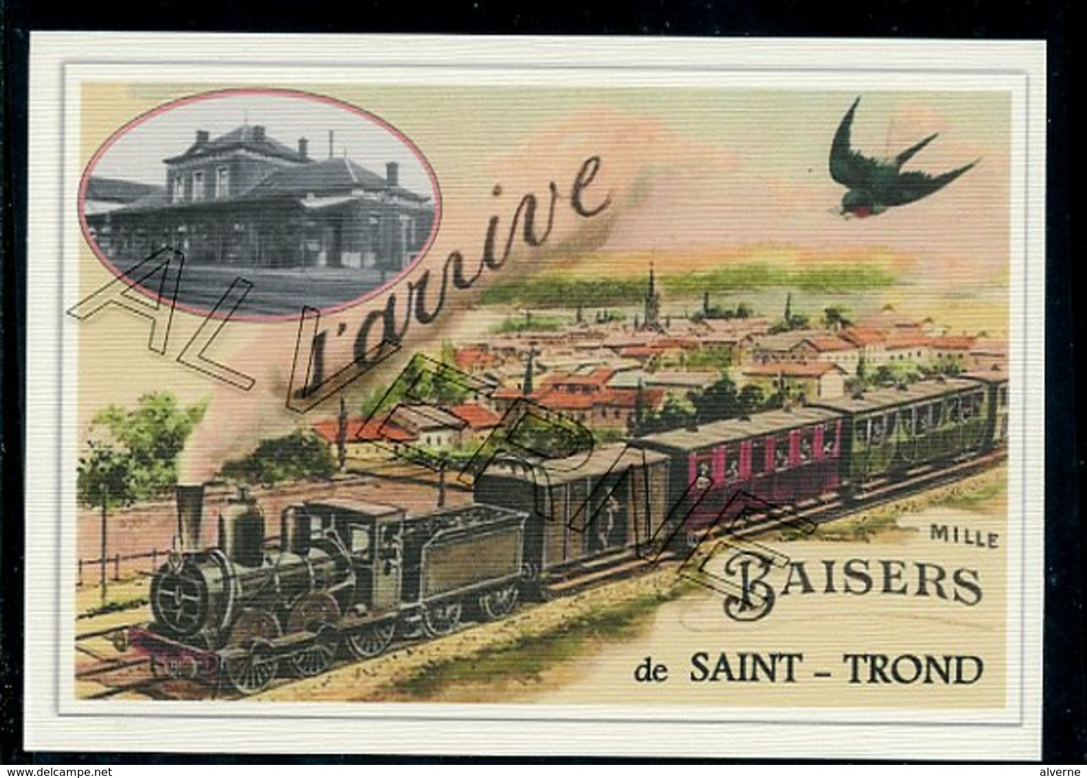 SAINT  TROND    -  SINT  TRUIDEN  .....  2 Cartes Souvenirs Gare ... Train  Creations Modernes Série Limitée - Sint-Truiden