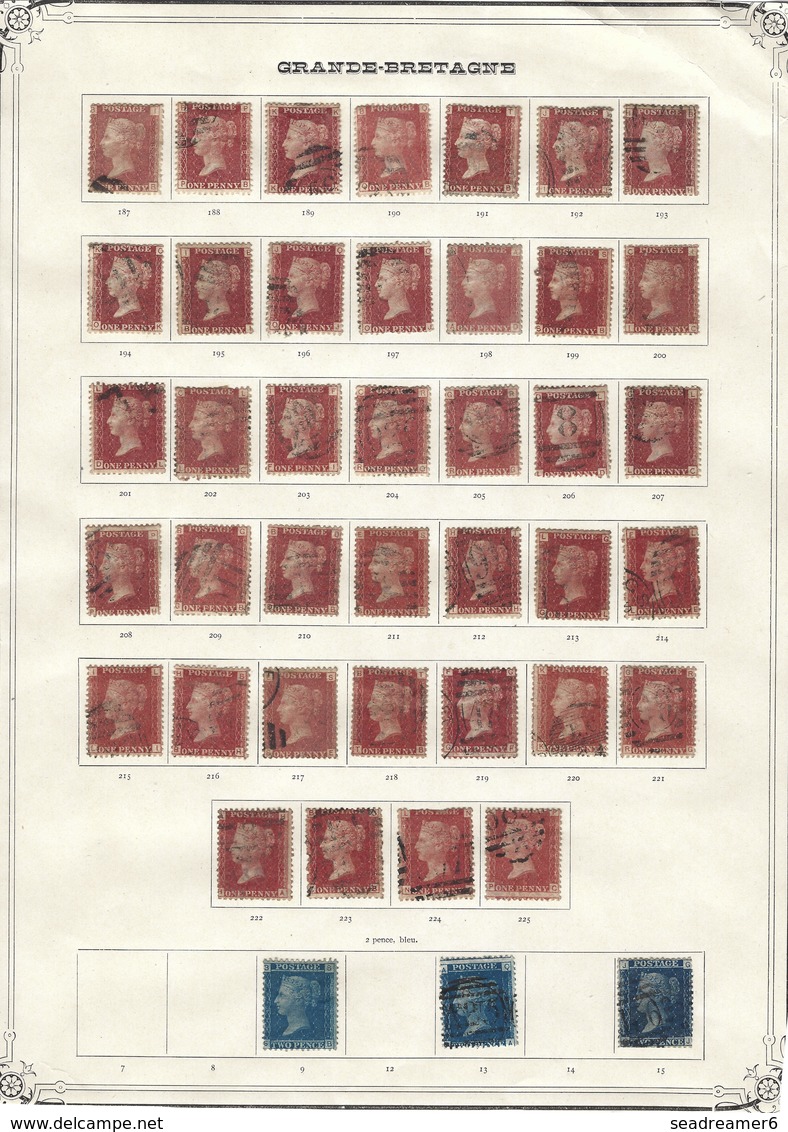 GREAT BRITAIN 1858 1d Red Plate 71-225 (Excl.77) Set Planchage Complet  Du 1 Penny Sauf 77 Bien Sur RR - Used Stamps