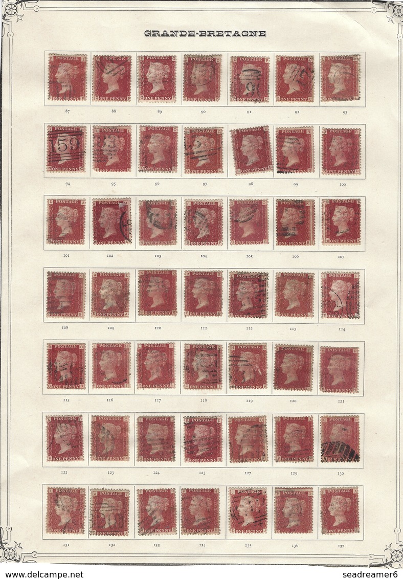 GREAT BRITAIN 1858 1d Red Plate 71-225 (Excl.77) Set Planchage Complet  Du 1 Penny Sauf 77 Bien Sur RR - Used Stamps