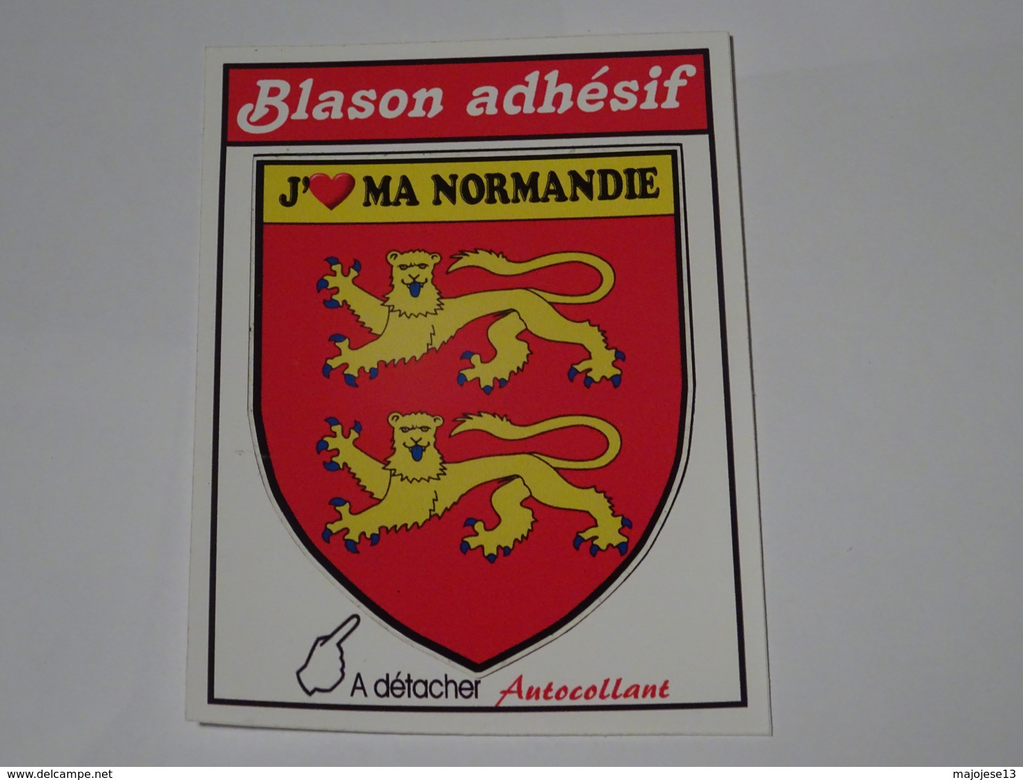 Blason écusson Adhésif Autocollant J'aime Ma Normandie - Obj. 'Souvenir De'