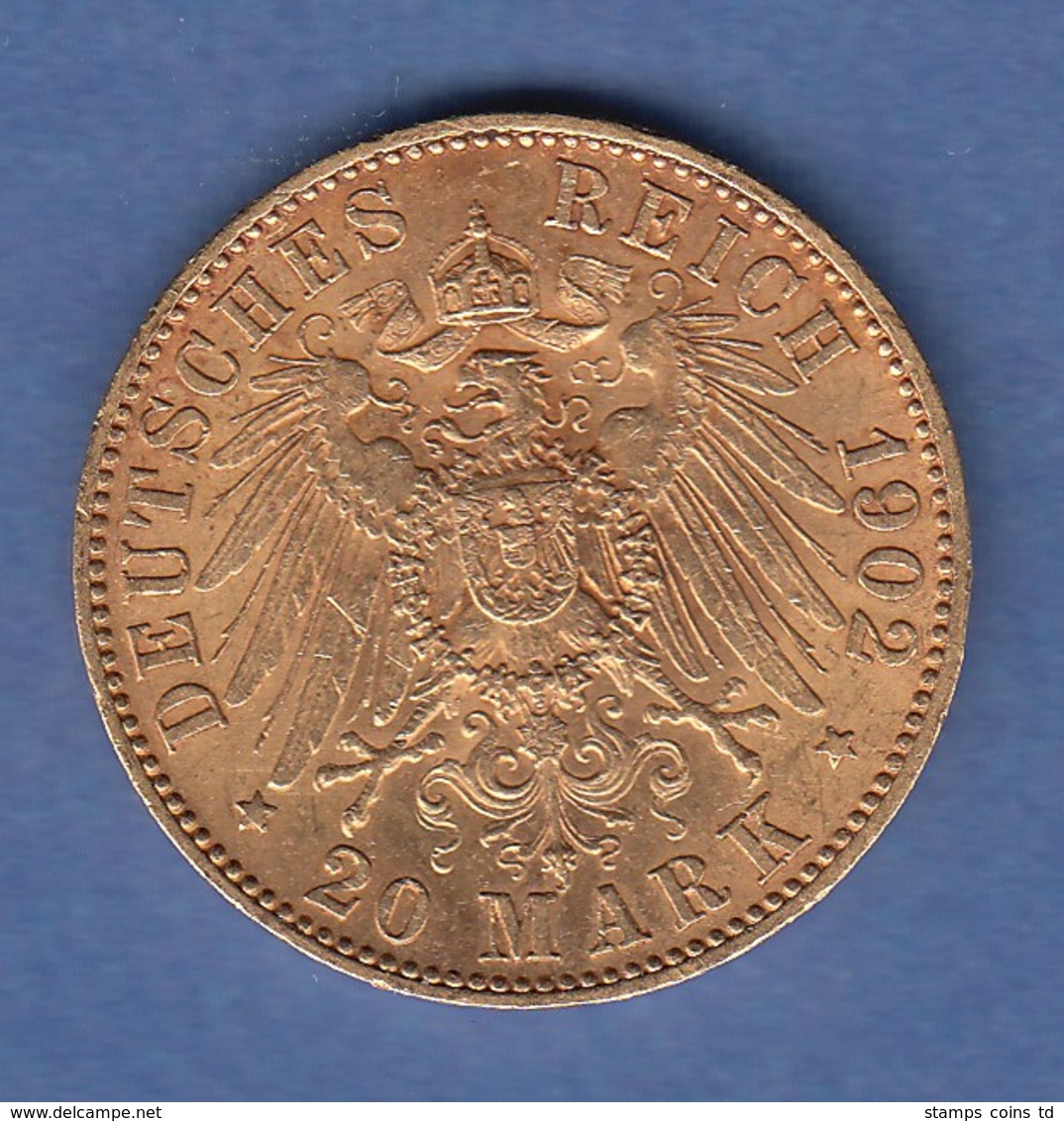 Goldmünze Preußen Wilhelm II. 20 Mark A 1902.  7,98g 900er Gold. - Sonstige & Ohne Zuordnung