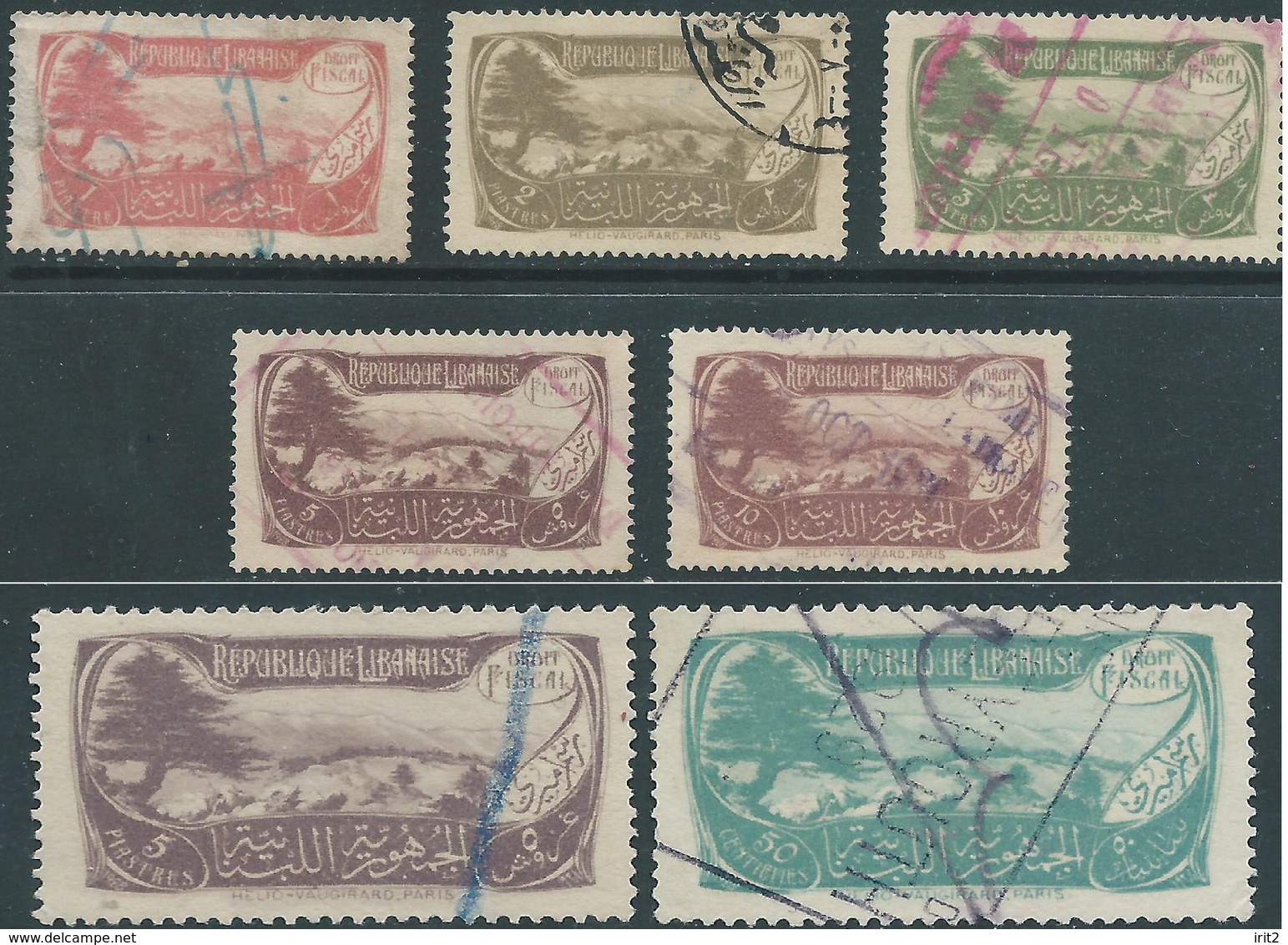 Lebanon - LIBANO 1927 Revenue Stamps 7 Value,used - Liban