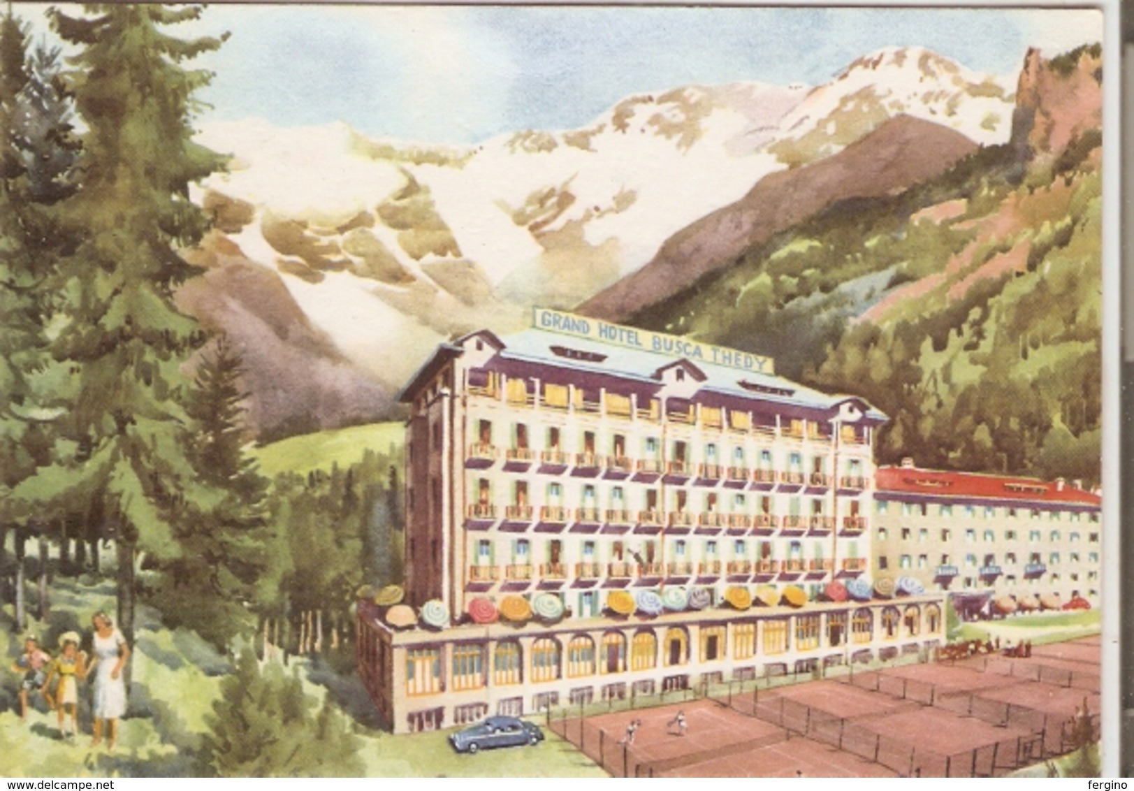 439/FG/19 - ALBERGHI - GRESSONEY LA TRINITE' (AOSTA): Grand Hotel Busca Thedy (illustratore Non Identicato) - Altri & Non Classificati