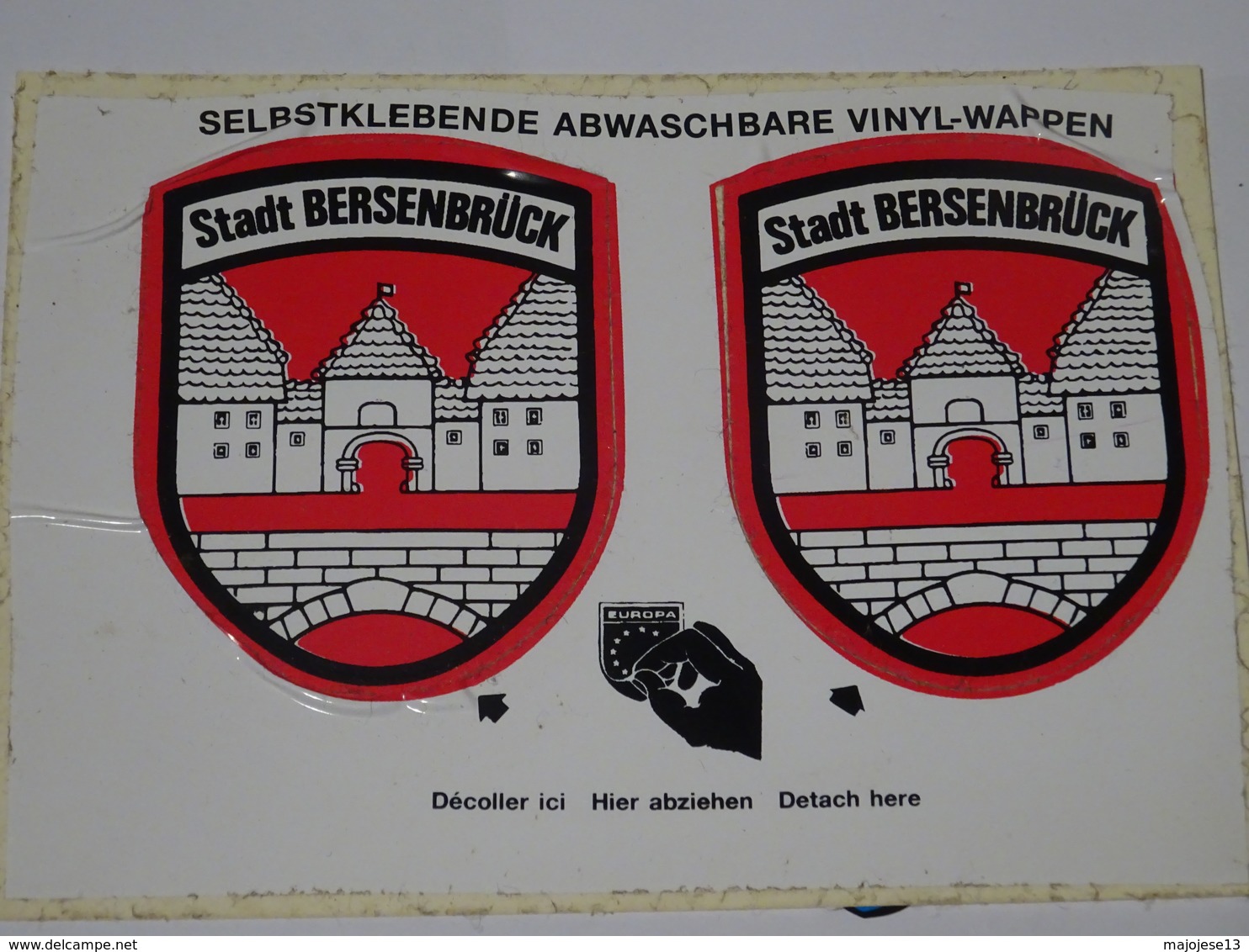 Blason écusson Adhésif Autocollant Carte Postale Double Stadt Bersenbrück Aufkleber Wappen - Obj. 'Souvenir De'