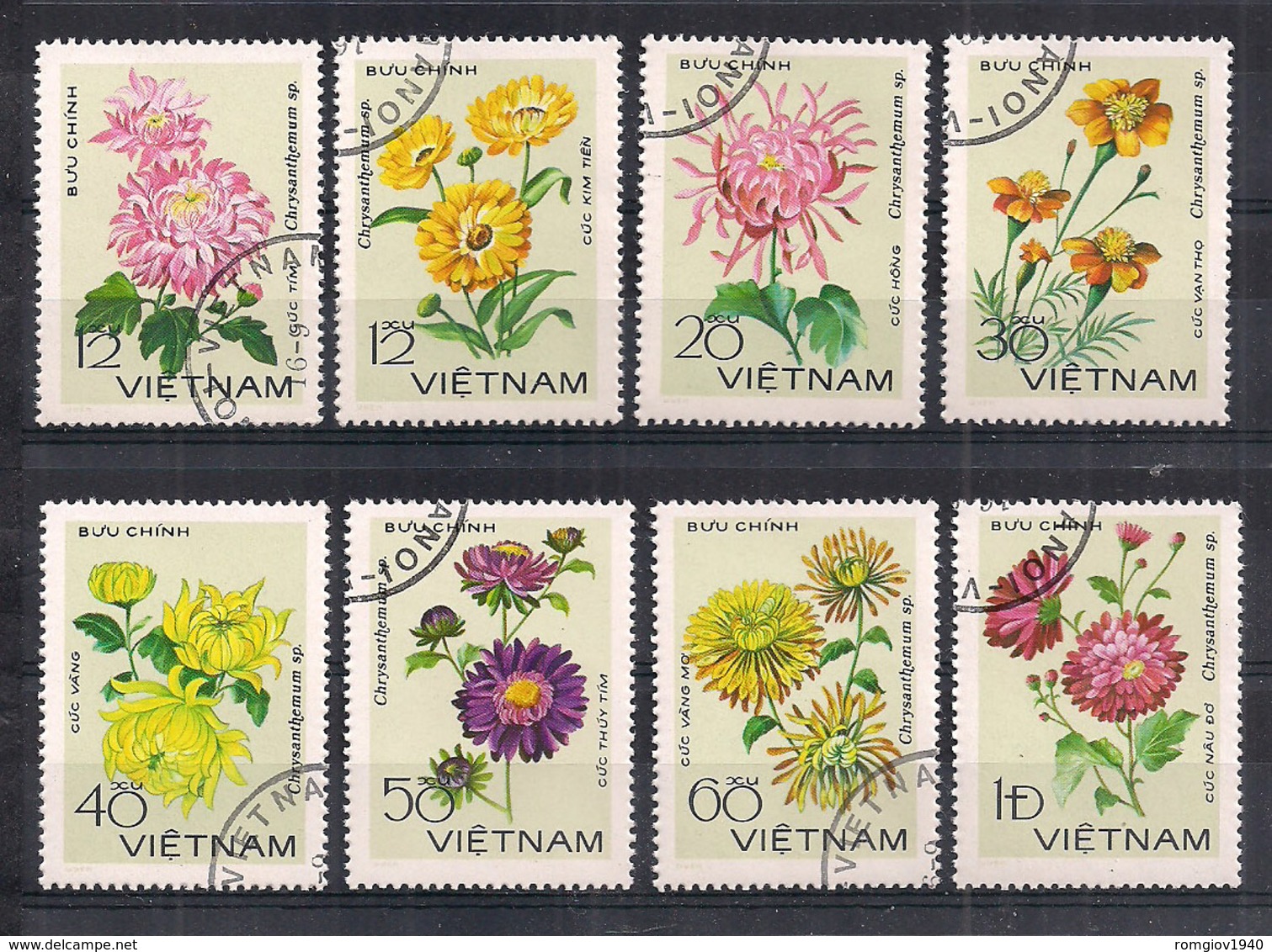 VIETNAM   1978   CRISANTEMI    YVERT  138-145    USATA    VF - Vietnam