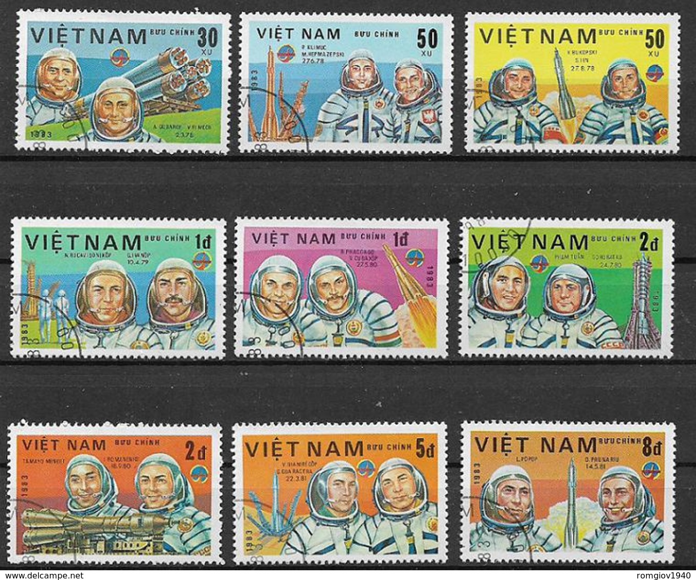 VIETNAM   1983 GIORNATA DELL'ASTRONAUTICA YVERT. 411-419 USATA VF - Vietnam