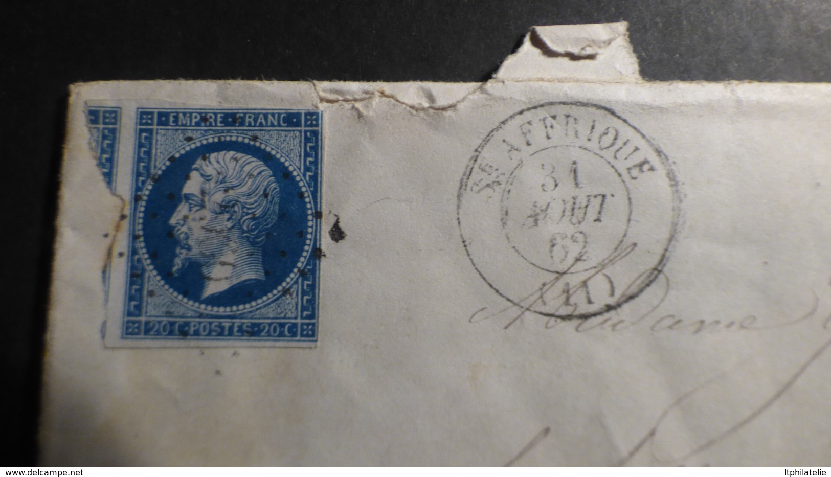 FRANCE   LETTRE ENVELOPPE  ST AFFRIQUE PPOUR MONTPELLIER  31 AOUT 1862 - 1862 Napoléon III