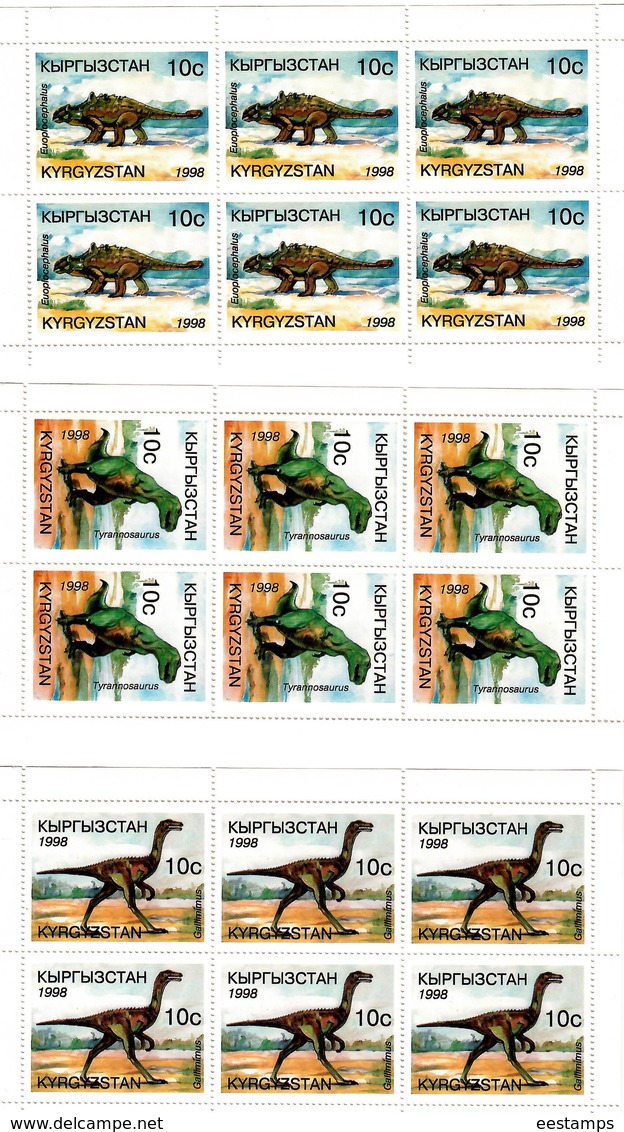 Kyrgyzstan. 1998 Dinosaurs. 6 Sheetlets, Each Of 6 Stamps.    147-52 KB - Kirgisistan