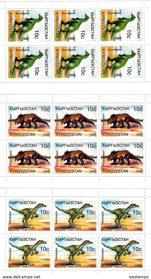 Kyrgyzstan. 1998 Dinosaurs. 6 Sheetlets, Each Of 6 Stamps.    147-52 KB - Kirgisistan