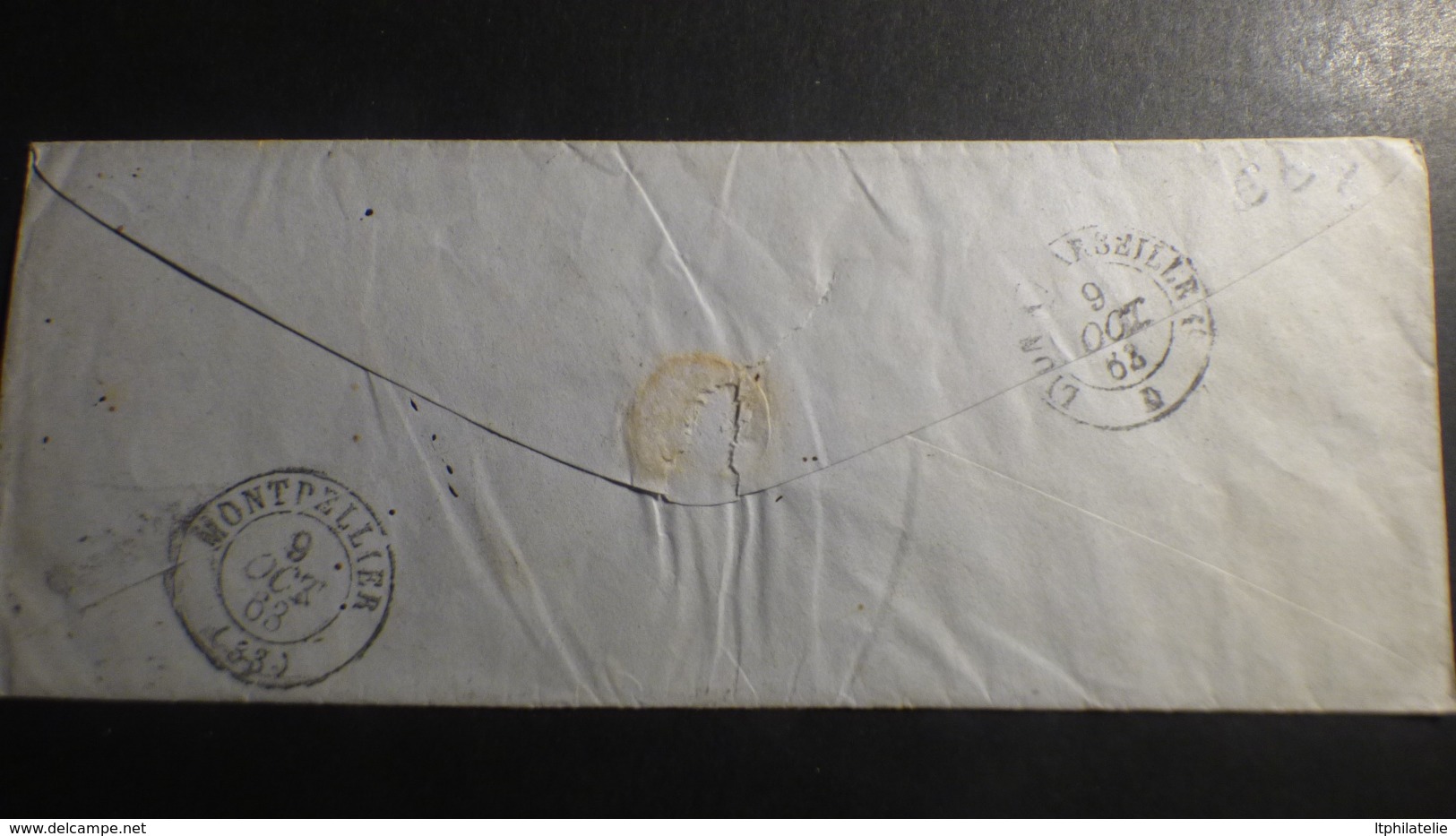 FRANCE   LETTRE ENVELOPPE  AVIGNON  9 OCTOBRE 1863  POUR MONTPELLIER - 1862 Napoléon III