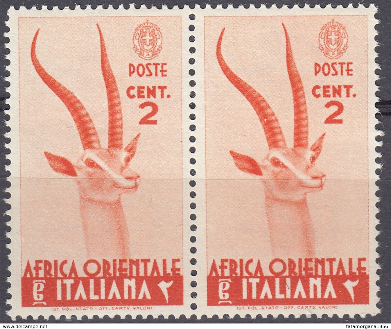 AFRICA ORIENTALE ITALIANA - 1938 - Coppia Di Yvert 1 Nuovi MNH Uniti Fra Loro. - Italienisch Ost-Afrika