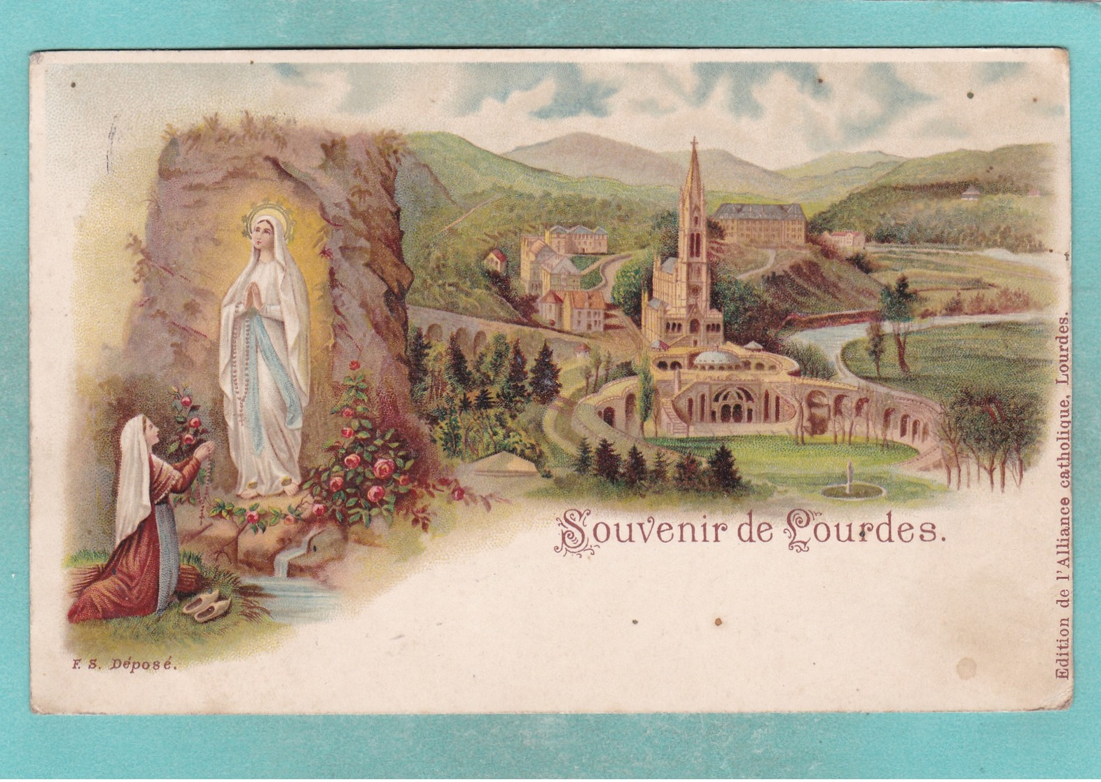 Small Post Card Of Souvenir De Lourdes,Hautes-Pyrénées,Occitanie, France,Q98. - Lourdes