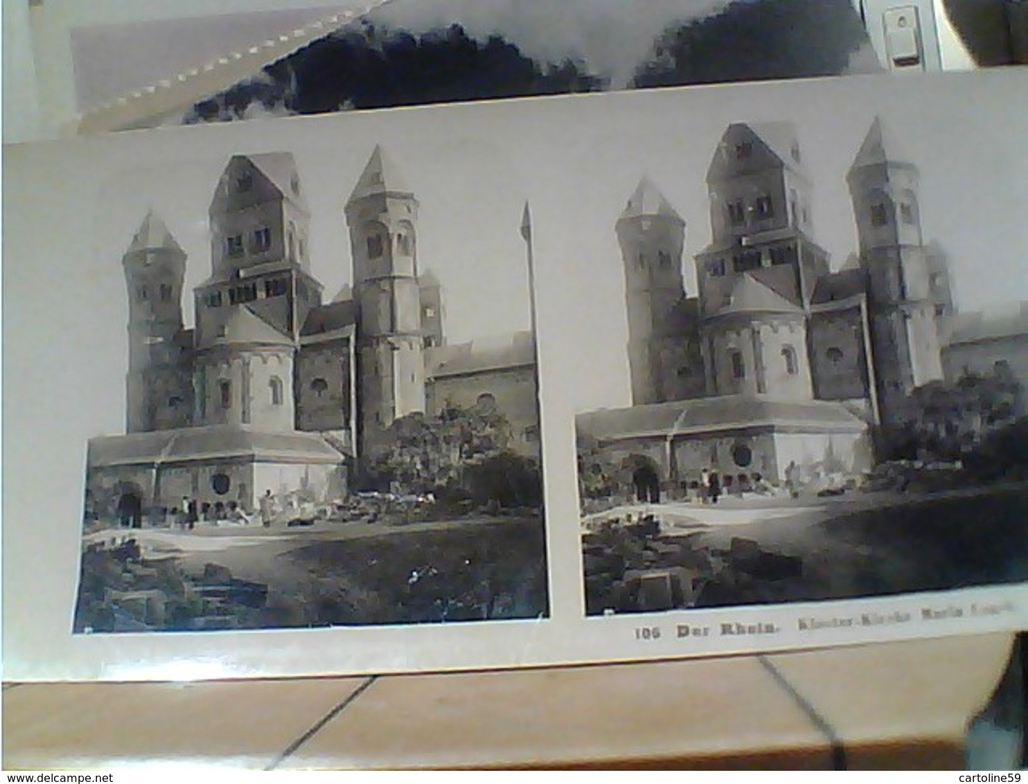 STEREOSCOPICA GERMANY KLOSTER KIRCHE MARIA LAACH DER RHEIN HOLZTHURUM 1903 HA7392 - Stereoscope Cards