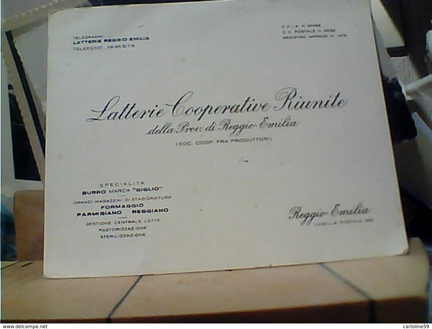 LATTERIE RIUNITE  REGGIO EMILIA BIGLIETTO 1920 HA7396 - Cartoncini Da Visita