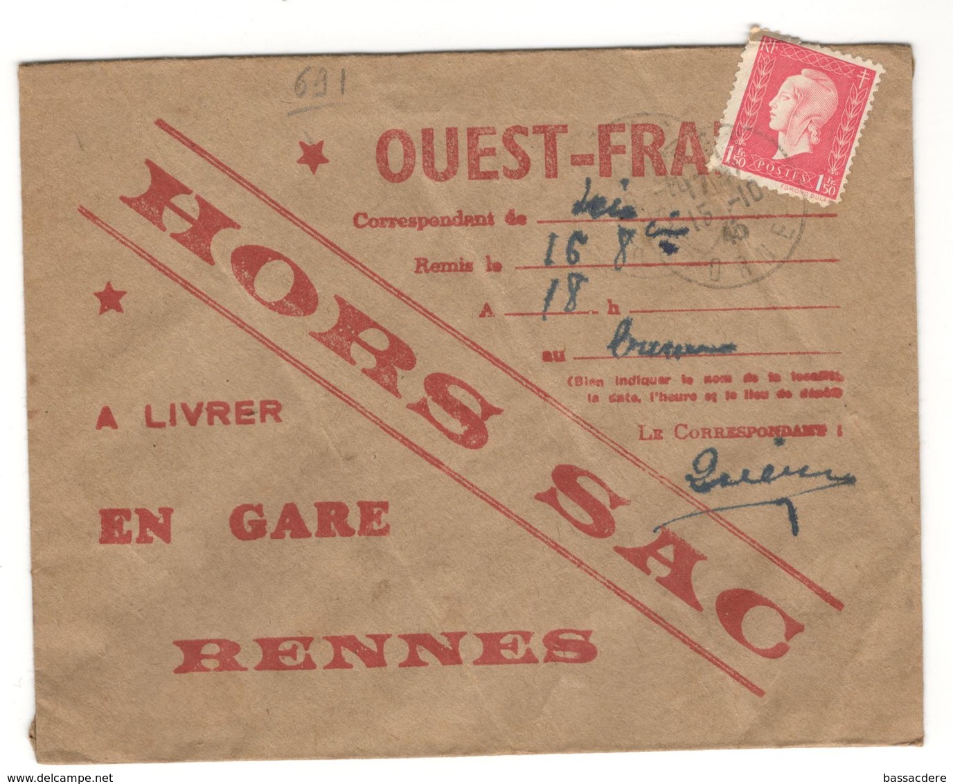 13128 - Hors Sac OUEST FRANCE - 1921-1960: Periodo Moderno
