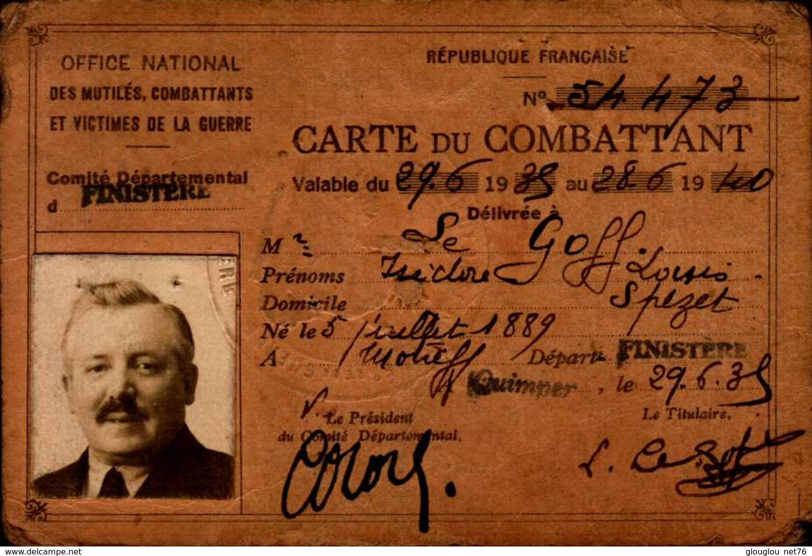 CARTE DE COMBATTANT AVEC PHOTO ETC.. - Autres & Non Classés