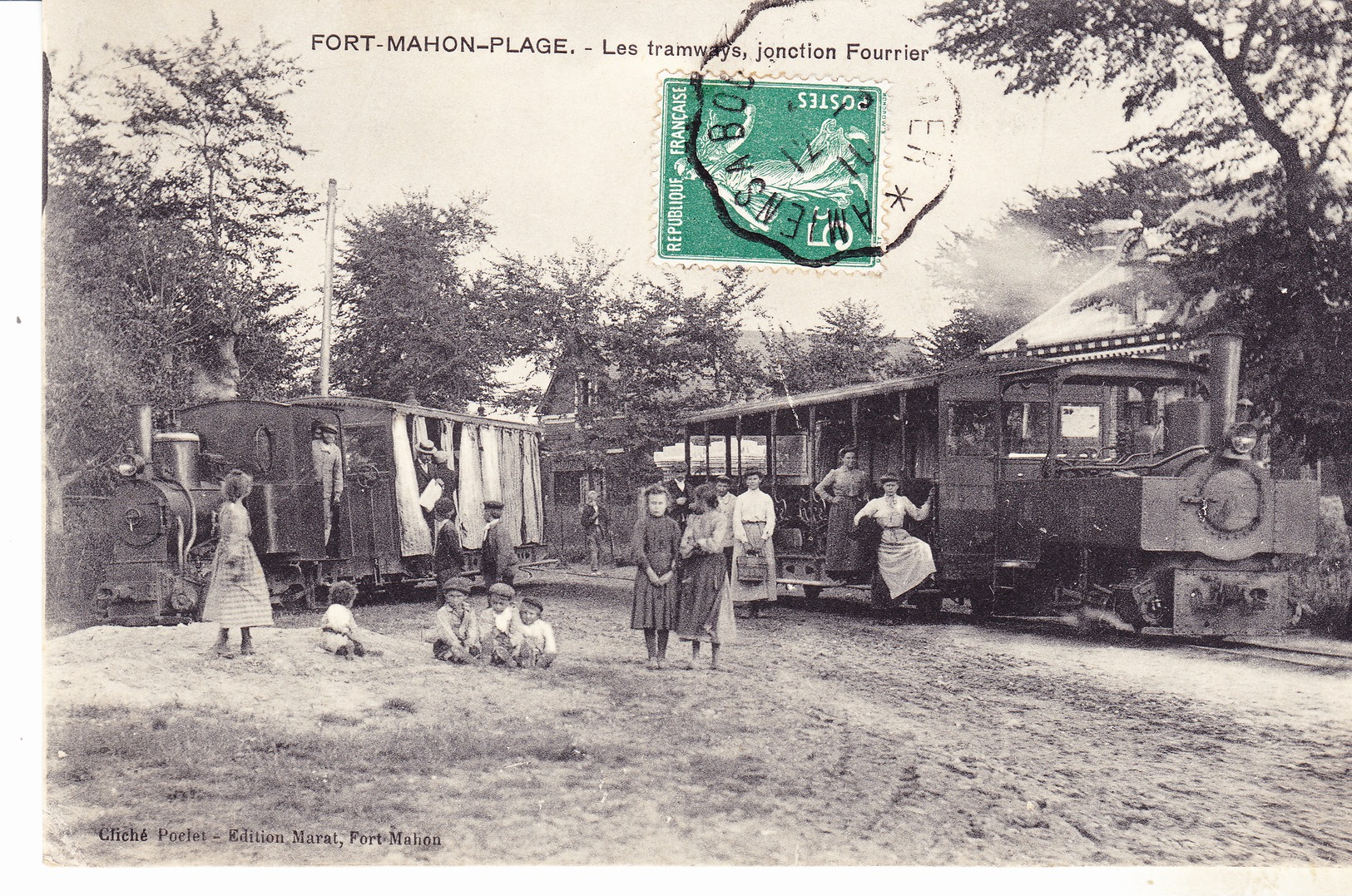 80 Fort Mahon Plage - Les Tramways, Jonction Fourrier. Gros Plan Animé. Daté 1910.. Tb état. - Fort Mahon