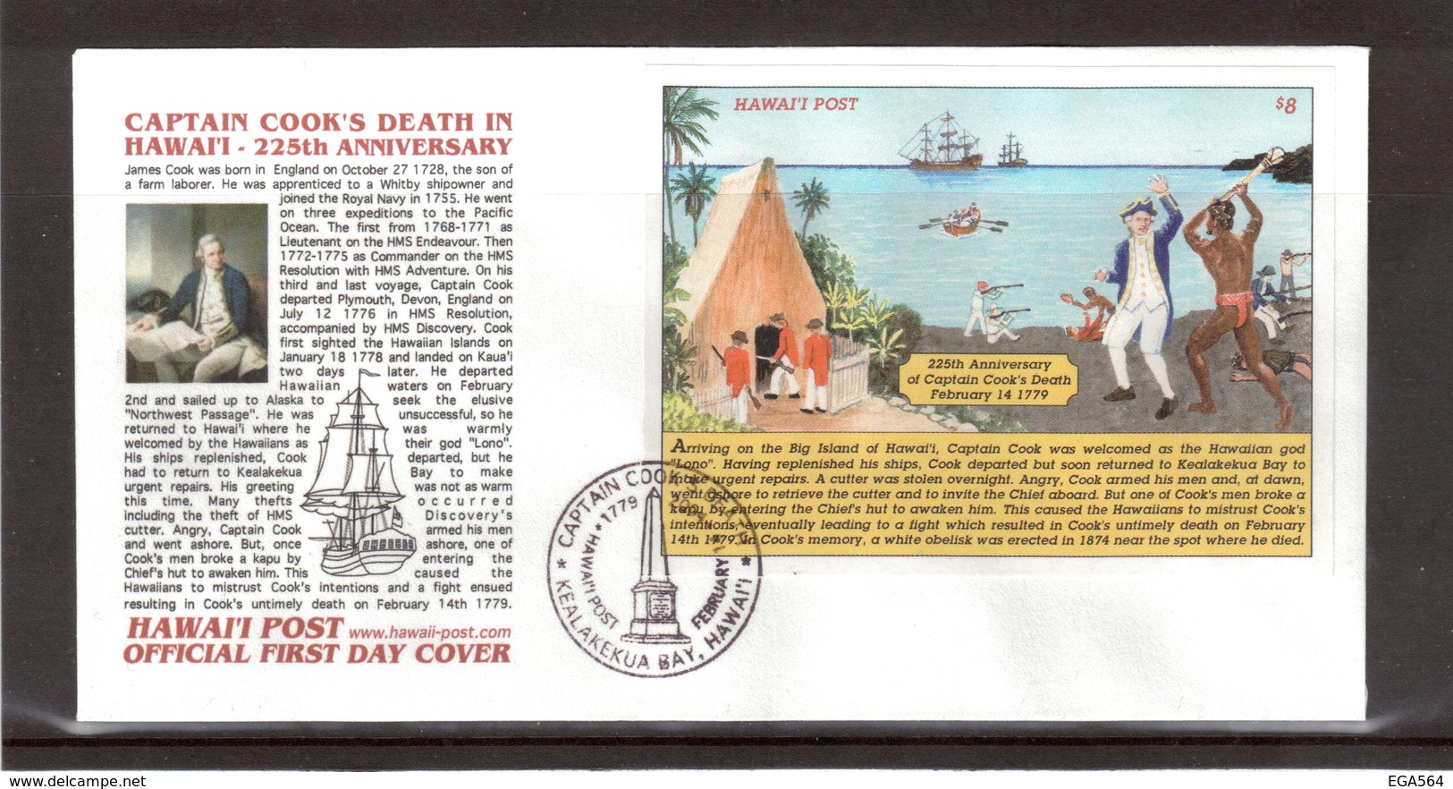 CN7 - HAWAÏ POST 2003 - 225ème anniversaire JAMES COOK à HAWAÏ - timbres et blocs ** MNH - 8 scans -