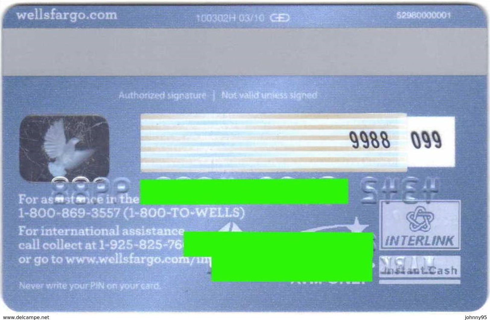 Carte Visa - Wells Fargo - Platinium Debit Card - Banque USA - Année 2005 - Cartes De Crédit (expiration Min. 10 Ans)