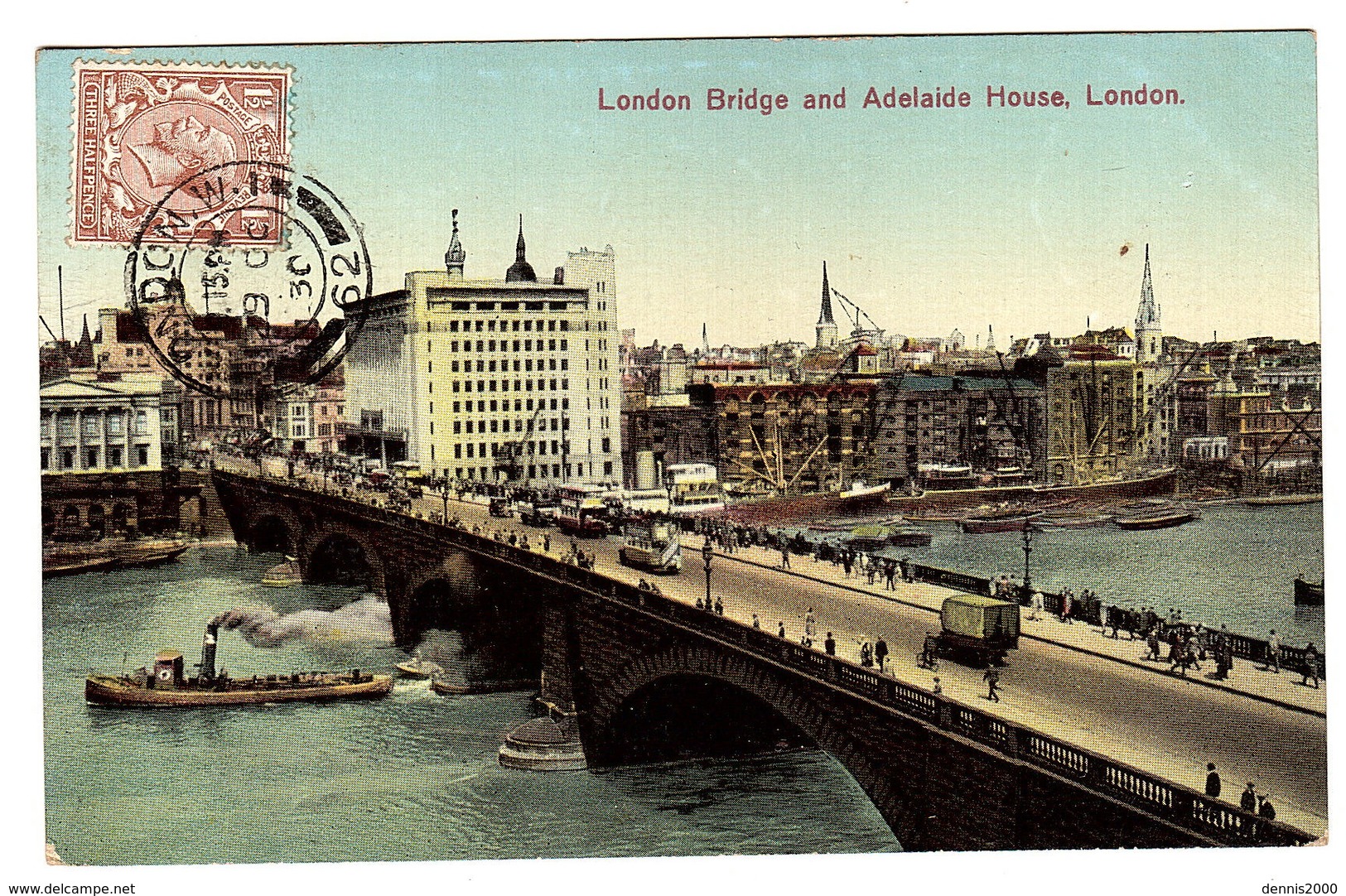 LONDON - London Bridge And Adelaide House - Carte Colorisée / Colored Card - River Thames