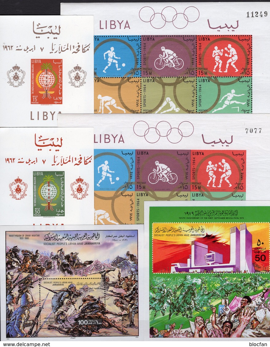 Libyan Topics LRA Blocks Bl.2,3,8A/B,39+49 ** 56€ Malaria Military Monument Hoja Olympics M/s Blocs Sheets Bf Sport - Collections (sans Albums)