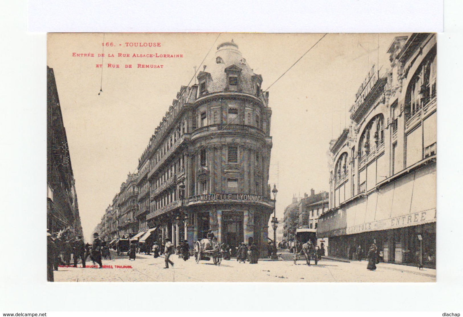 Toulouse. Entrée De La Rue Alsace Lorraine Et Rue Remusat. Attelages. Devantures De Magasins. Mutuelle Lyonnaise. (3203) - Toulouse