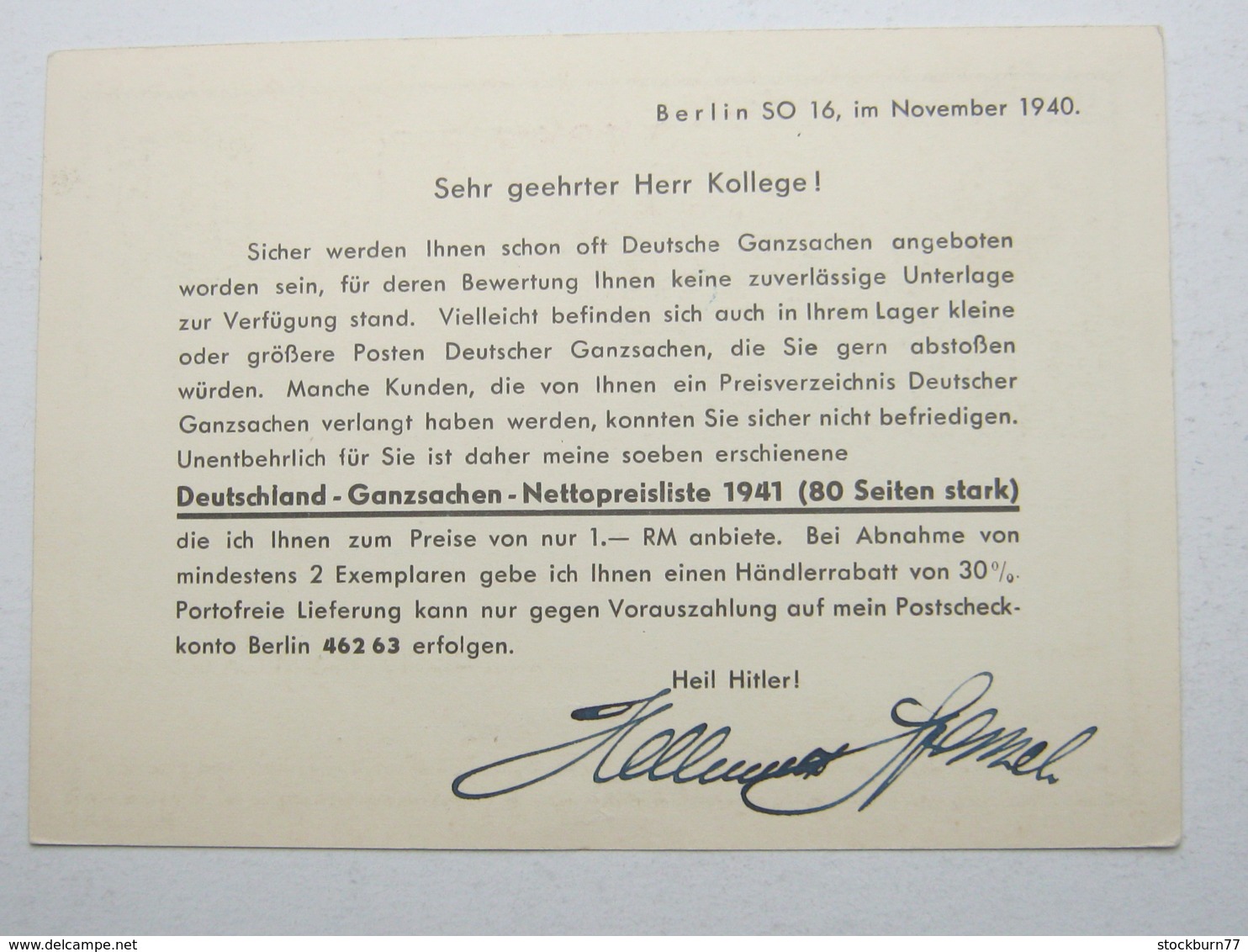 1940 , 6 Pfg. Hindenburg Mit Beidseitigem Textzudruck Aus Berlin - Sonstige & Ohne Zuordnung