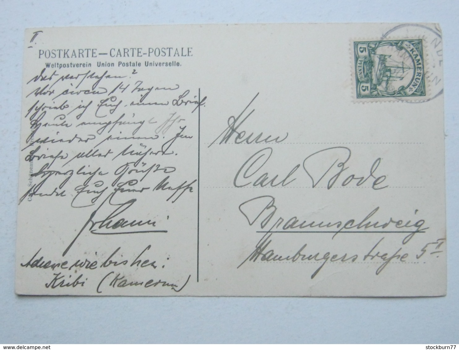 KAMERUN , Ansichtskarte Mit Stempel JAUNDE 1907 - Kamerun