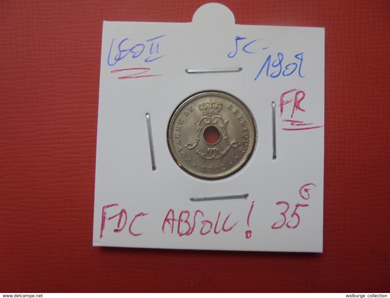 Léopold II. 5 Centimes 1902 FR. FDC ABSOLU !!!!!! - 5 Centimes