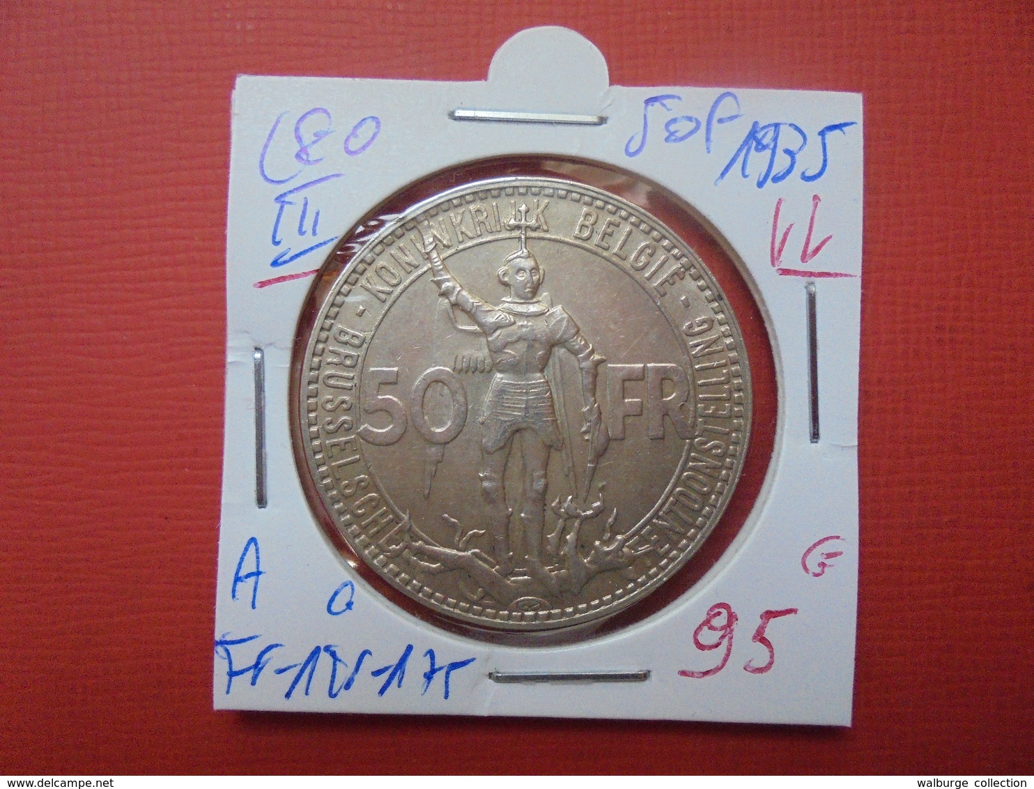 Léopold III. 50 FRANCS 1935 "EXPO CHEMINS DE FER" VL. POS.A  TRES BELLE QUALITE ! - 50 Francs